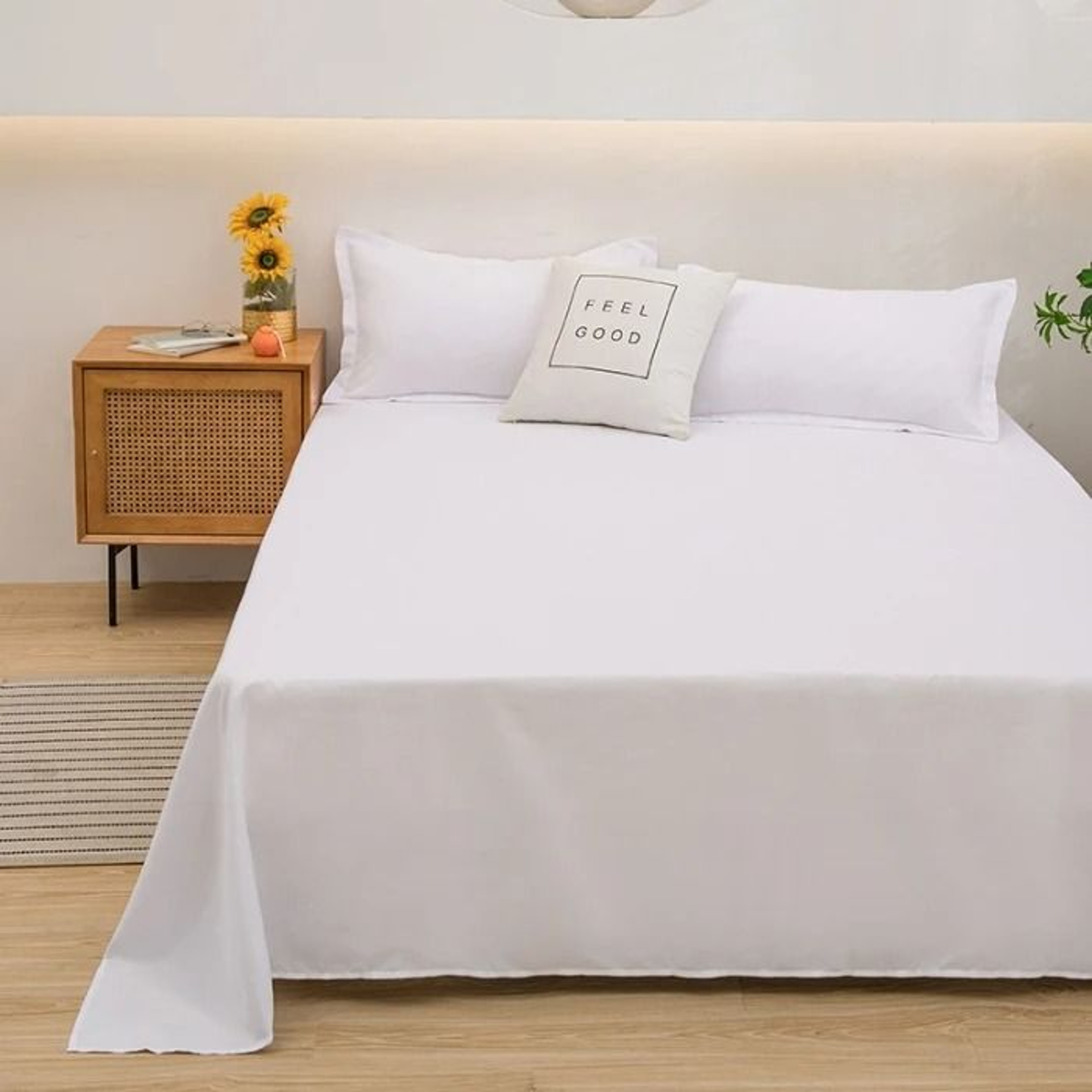 Solid Color Soft Microfiber Bed Flat Sheet Single  Double  Queen  King Bed 8