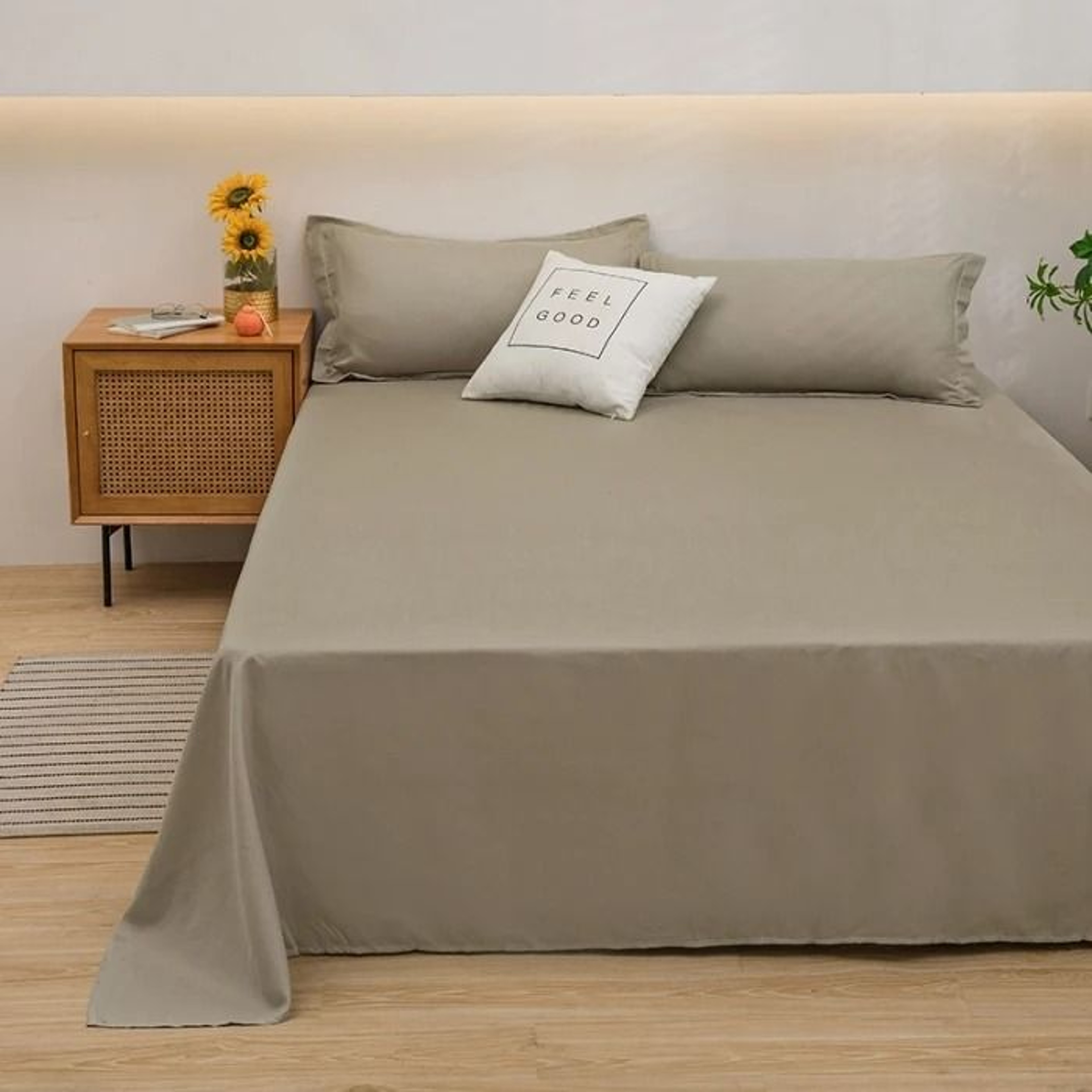 Solid Color Soft Microfiber Bed Flat Sheet Single  Double  Queen  King Bed 11