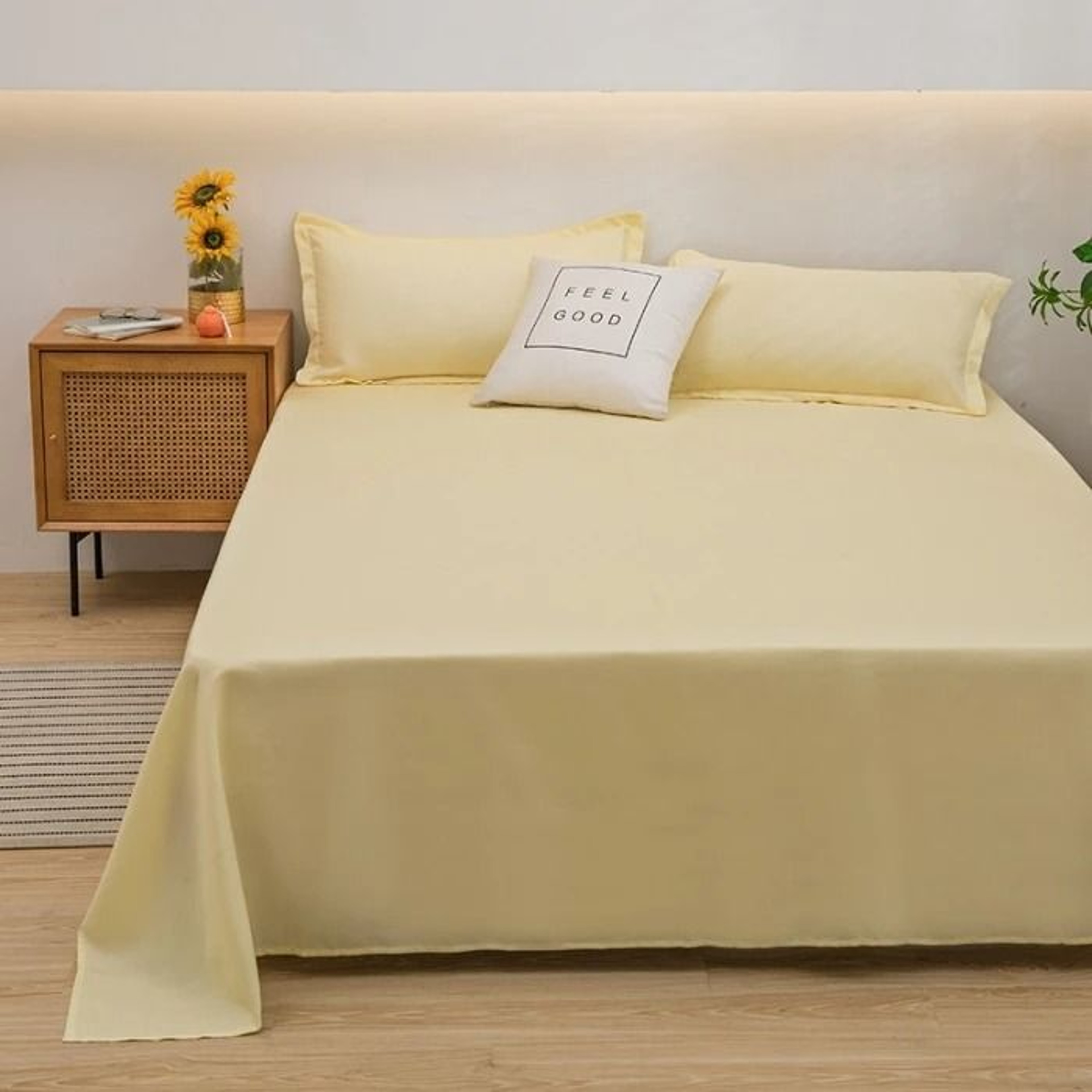 Solid Color Soft Microfiber Bed Flat Sheet Single  Double  Queen  King Bed 13
