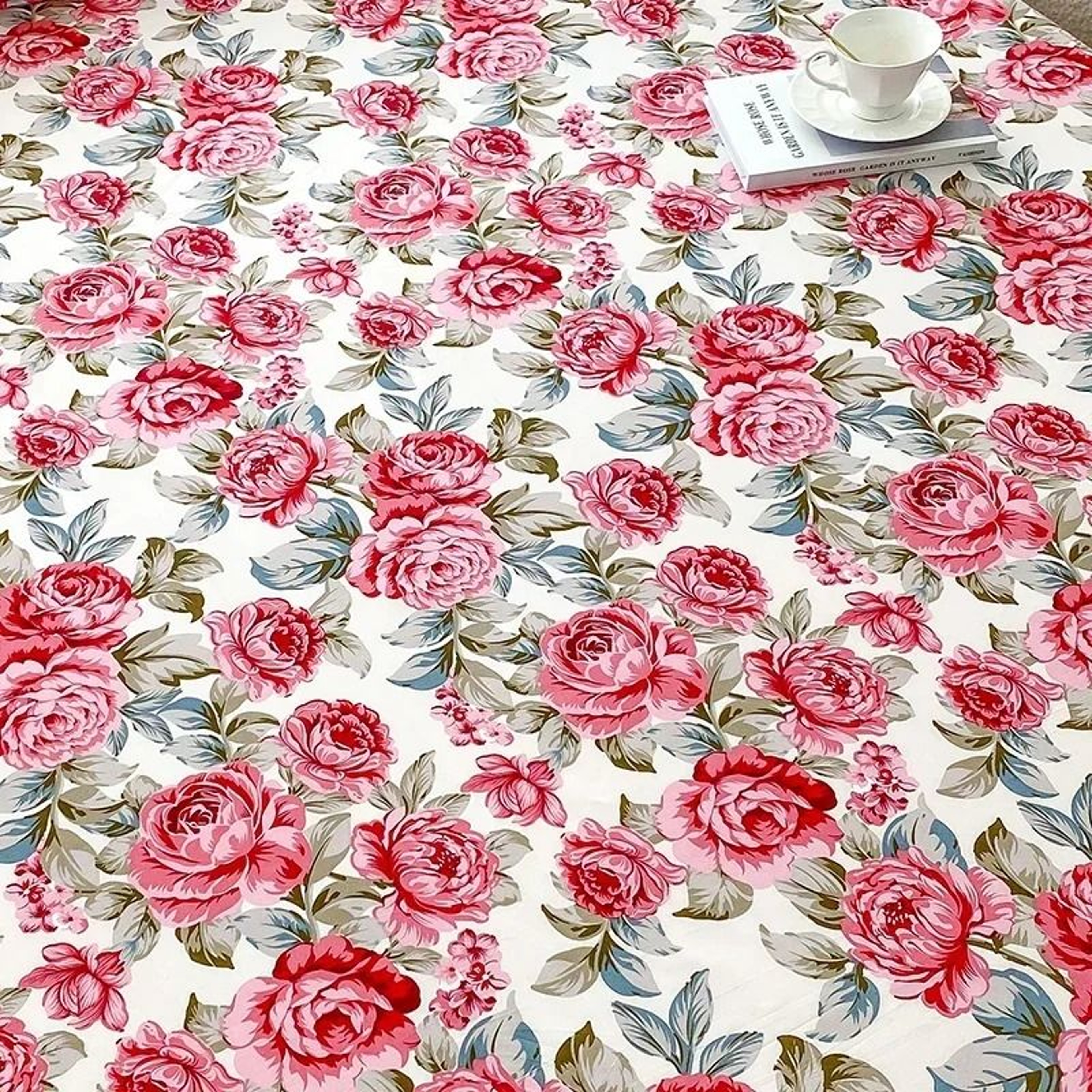 Red Flower Printed Flat Bed Sheet Reactive Printed Microfiber Top Sheet 5