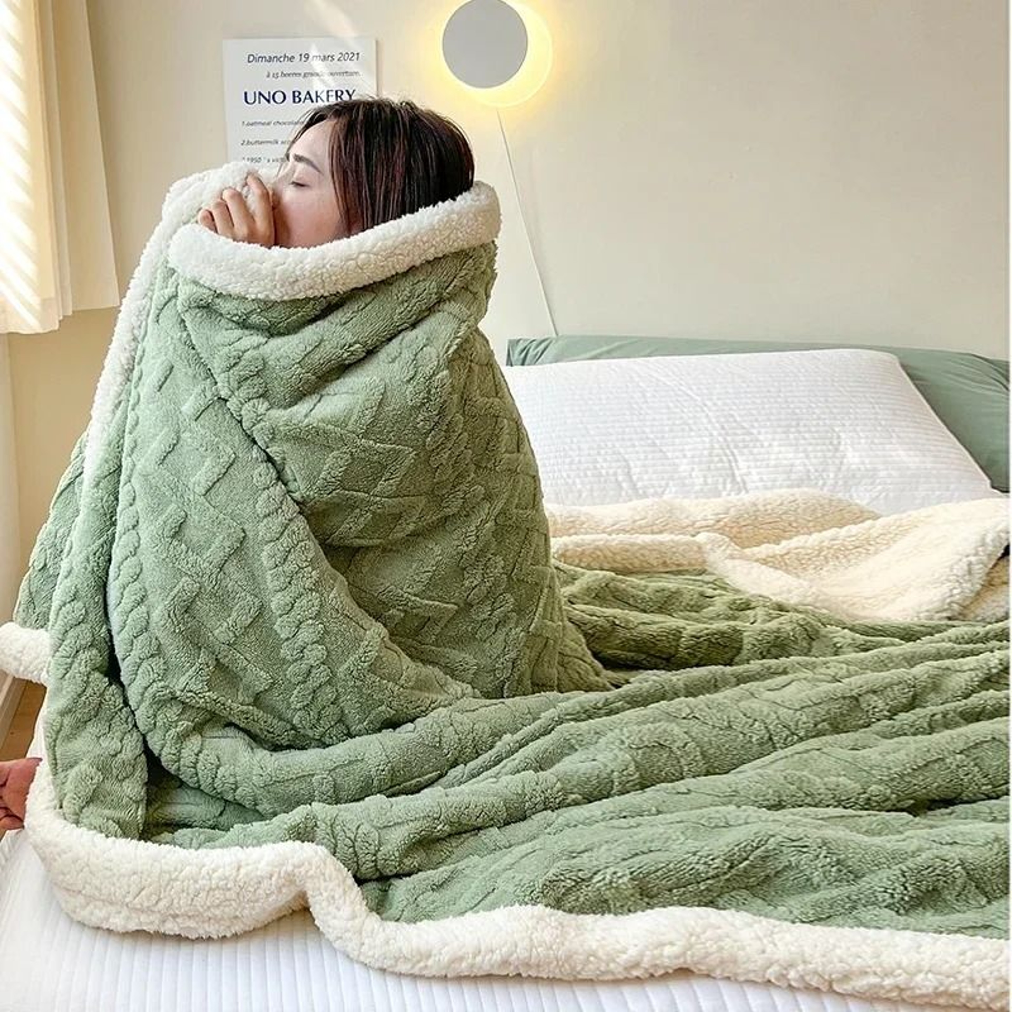 Soft Woolen Lamb Velvet Flannel Blanket Warm AllSeason Bed  Sofa Throw 1