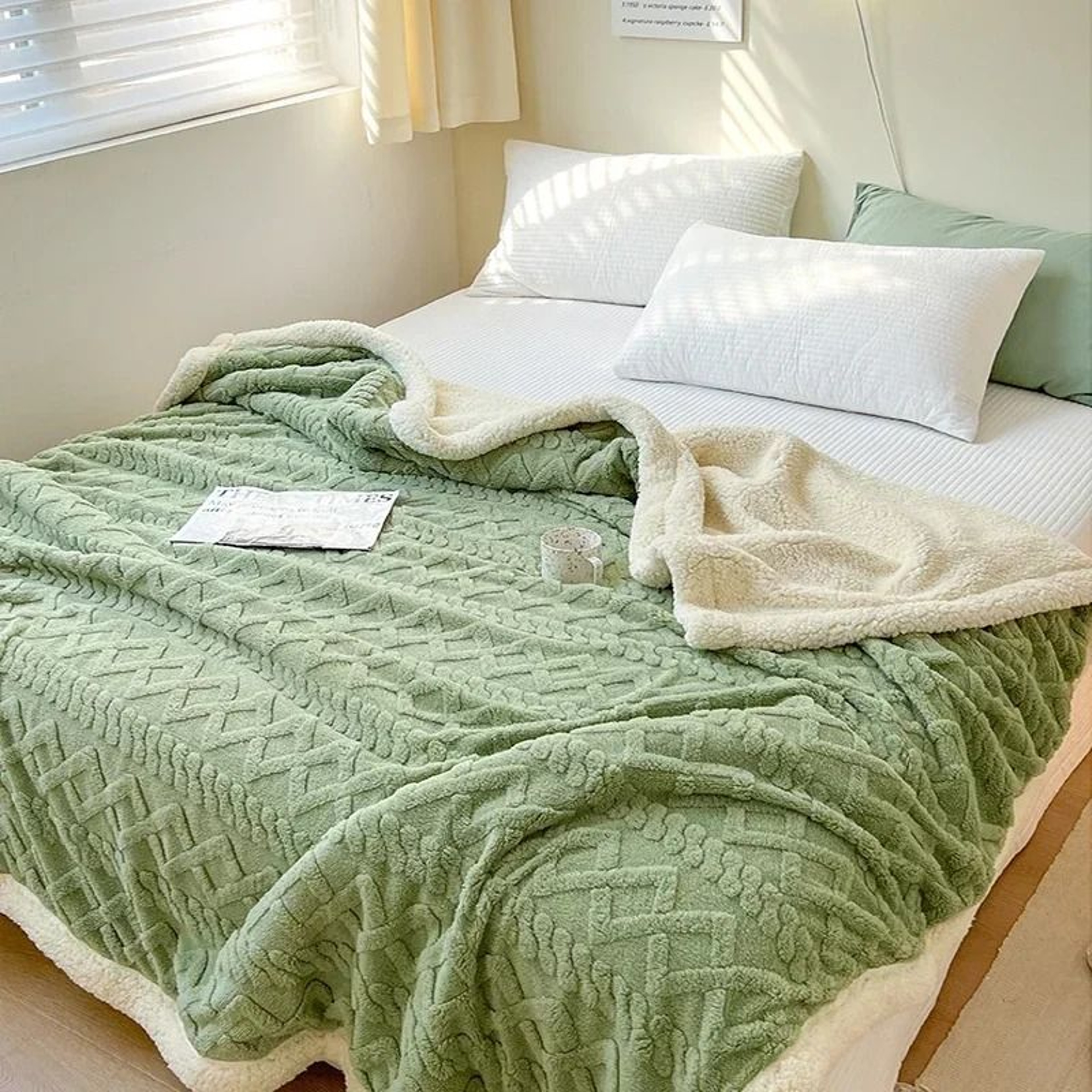 Soft Woolen Lamb Velvet Flannel Blanket Warm AllSeason Bed  Sofa Throw 5