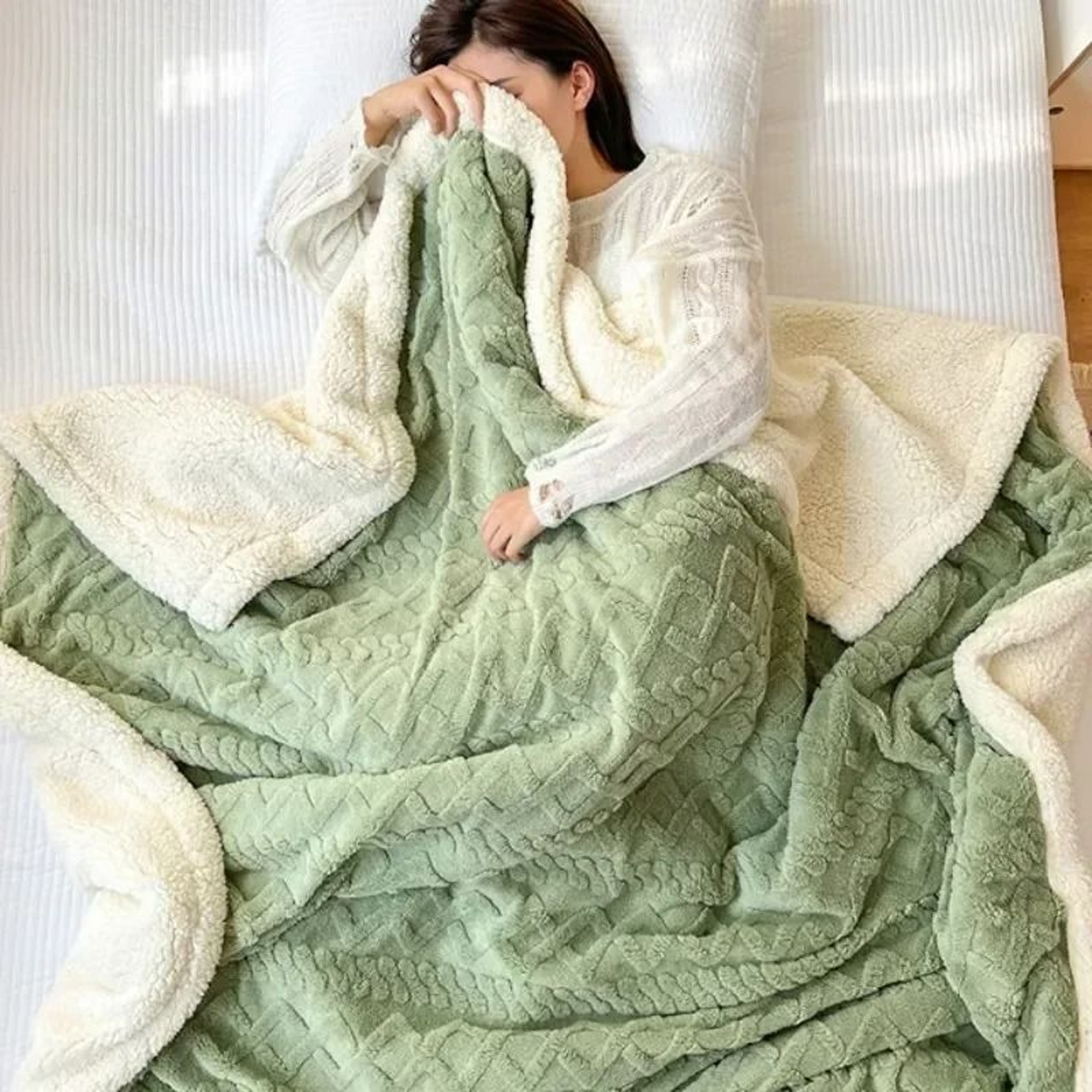 Soft Woolen Lamb Velvet Flannel Blanket Warm AllSeason Bed  Sofa Throw 9