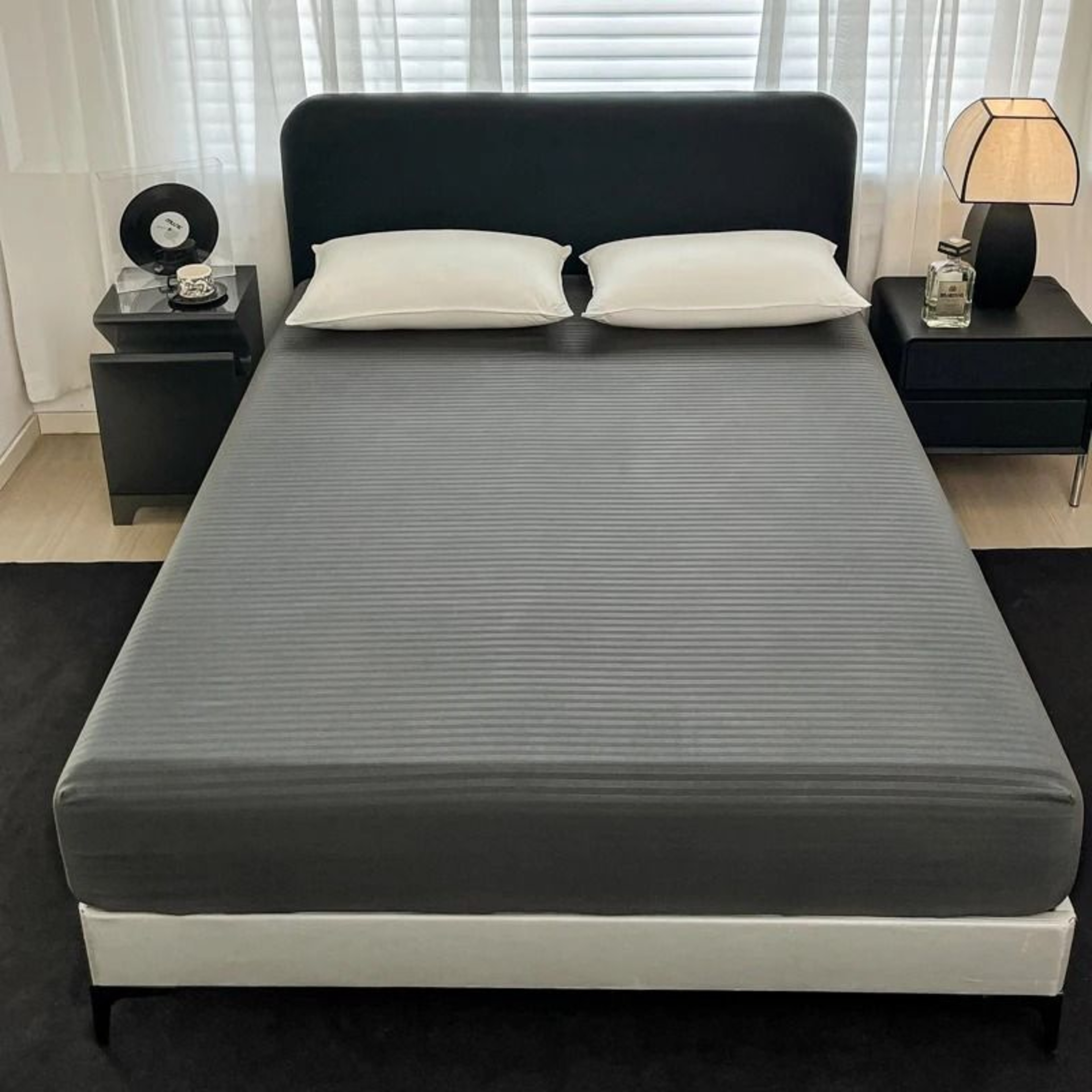 Solid Color Soft Microfiber Fitted Bed Sheet NonSlip Mattress Cover 2