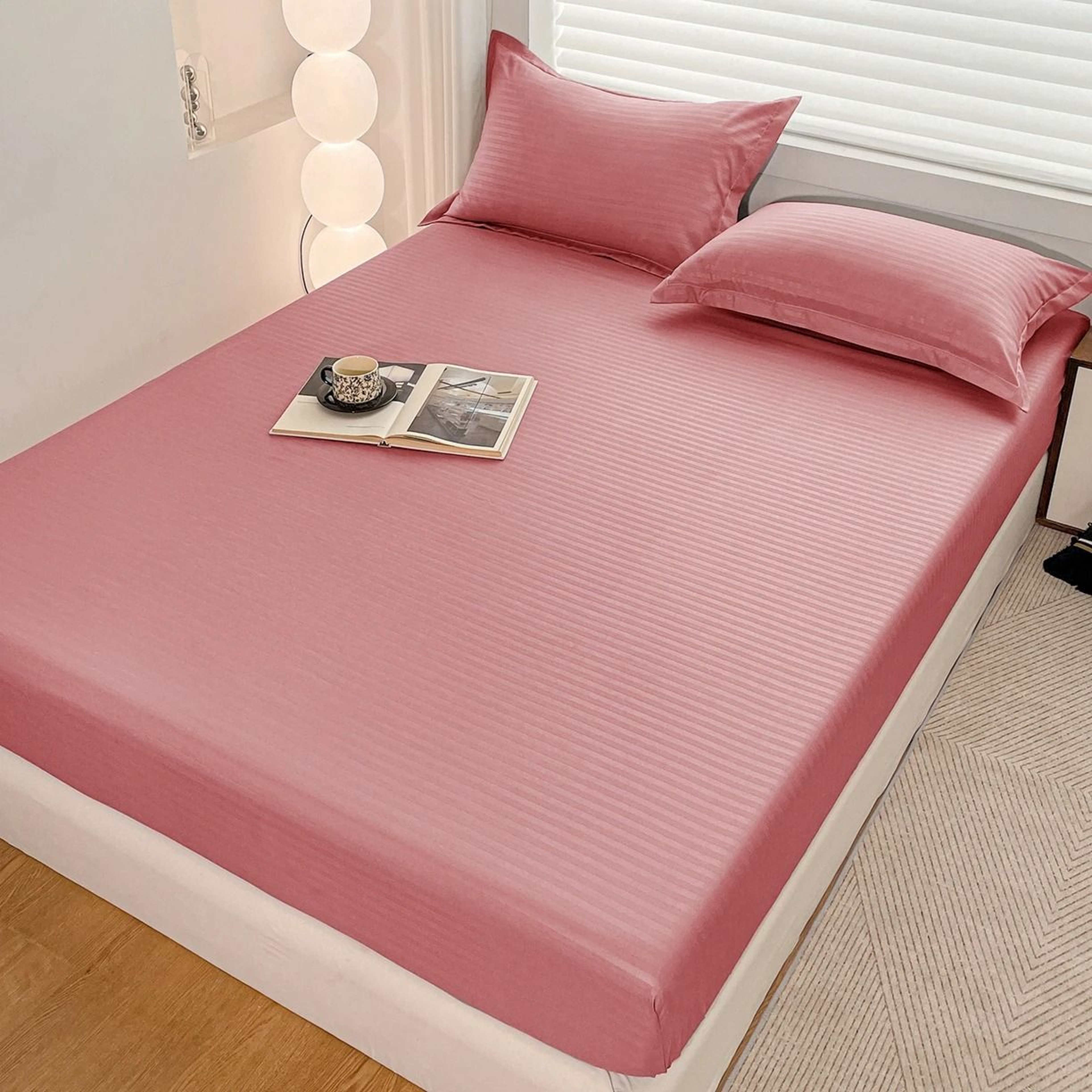 Solid Color Soft Microfiber Fitted Bed Sheet NonSlip Mattress Cover 8