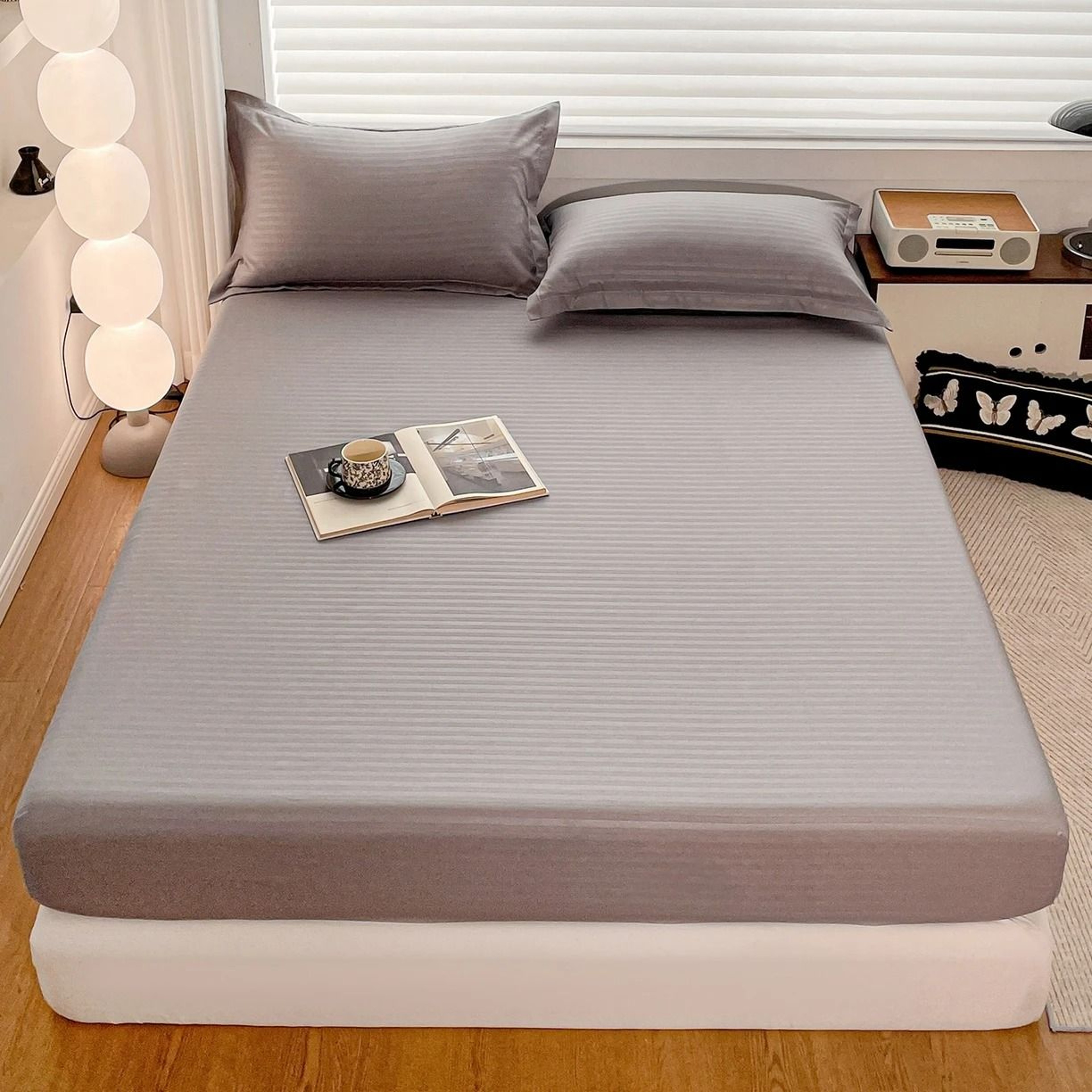 Solid Color Soft Microfiber Fitted Bed Sheet NonSlip Mattress Cover 12