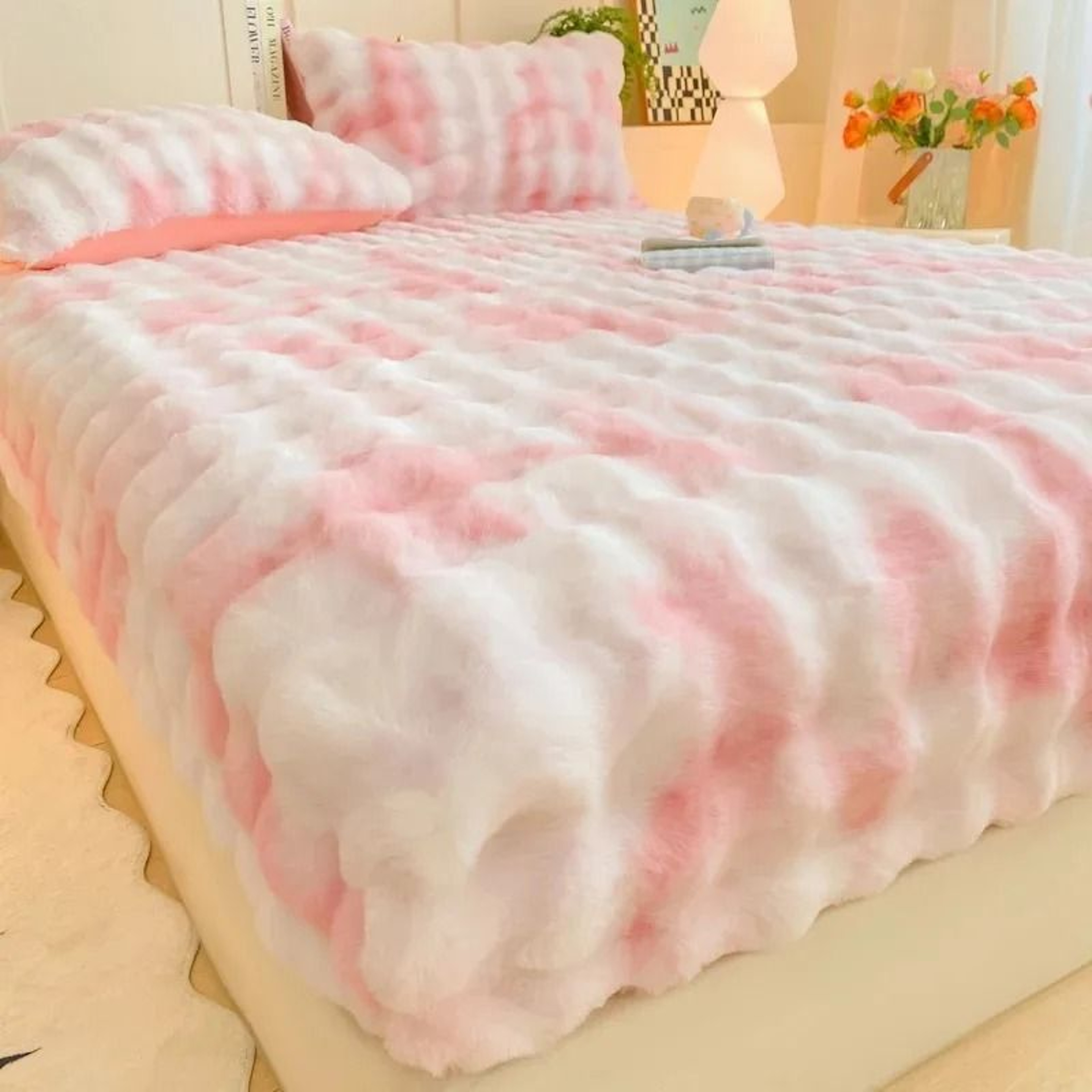 Fluffy Plush Rabbit Fleece Winter Fitted Bed Sheet Thickened Thermal Mattress Protector 10