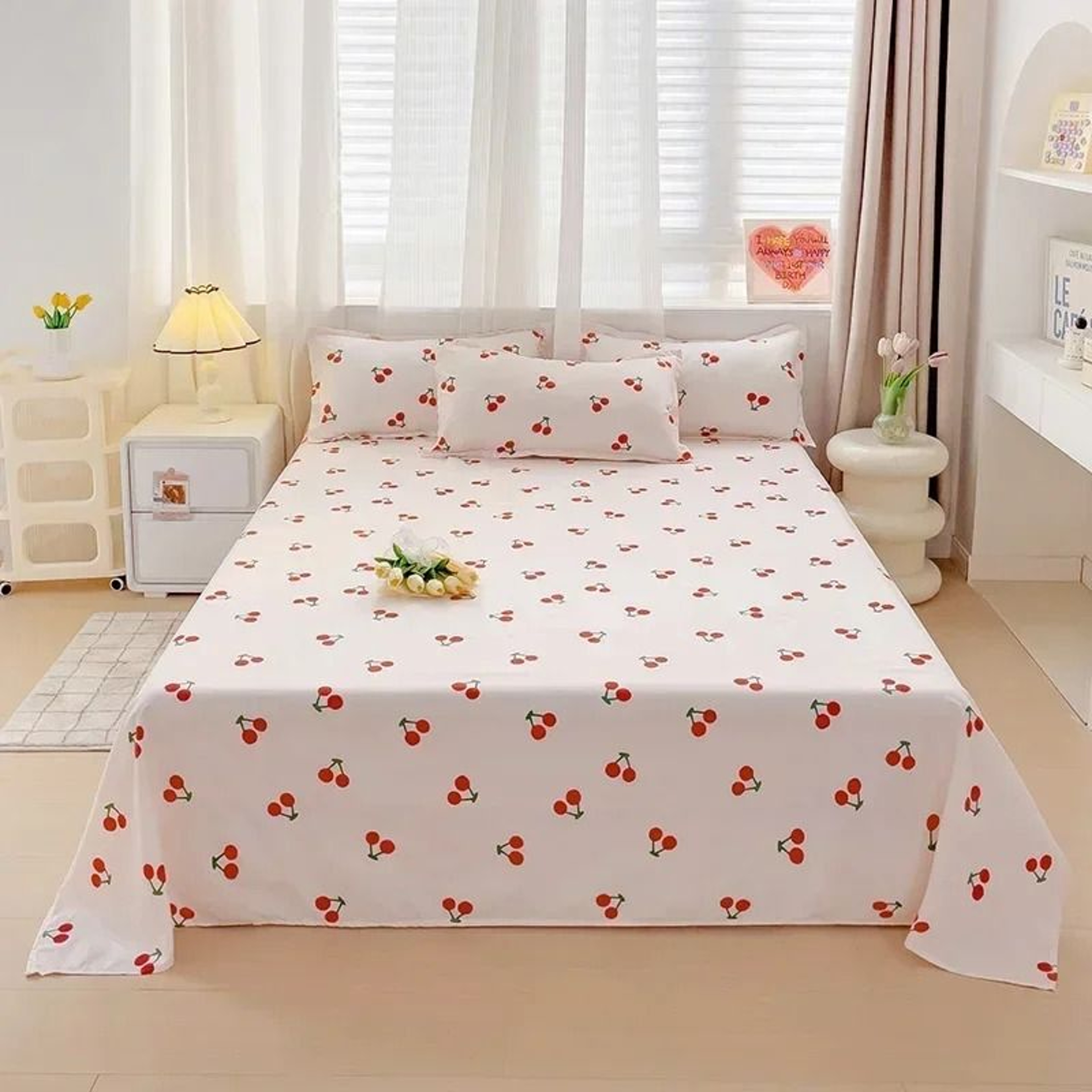 Nordic Style SkinFriendly Printed Flat Bed Sheet Washed Microfiber Top Sheet 7