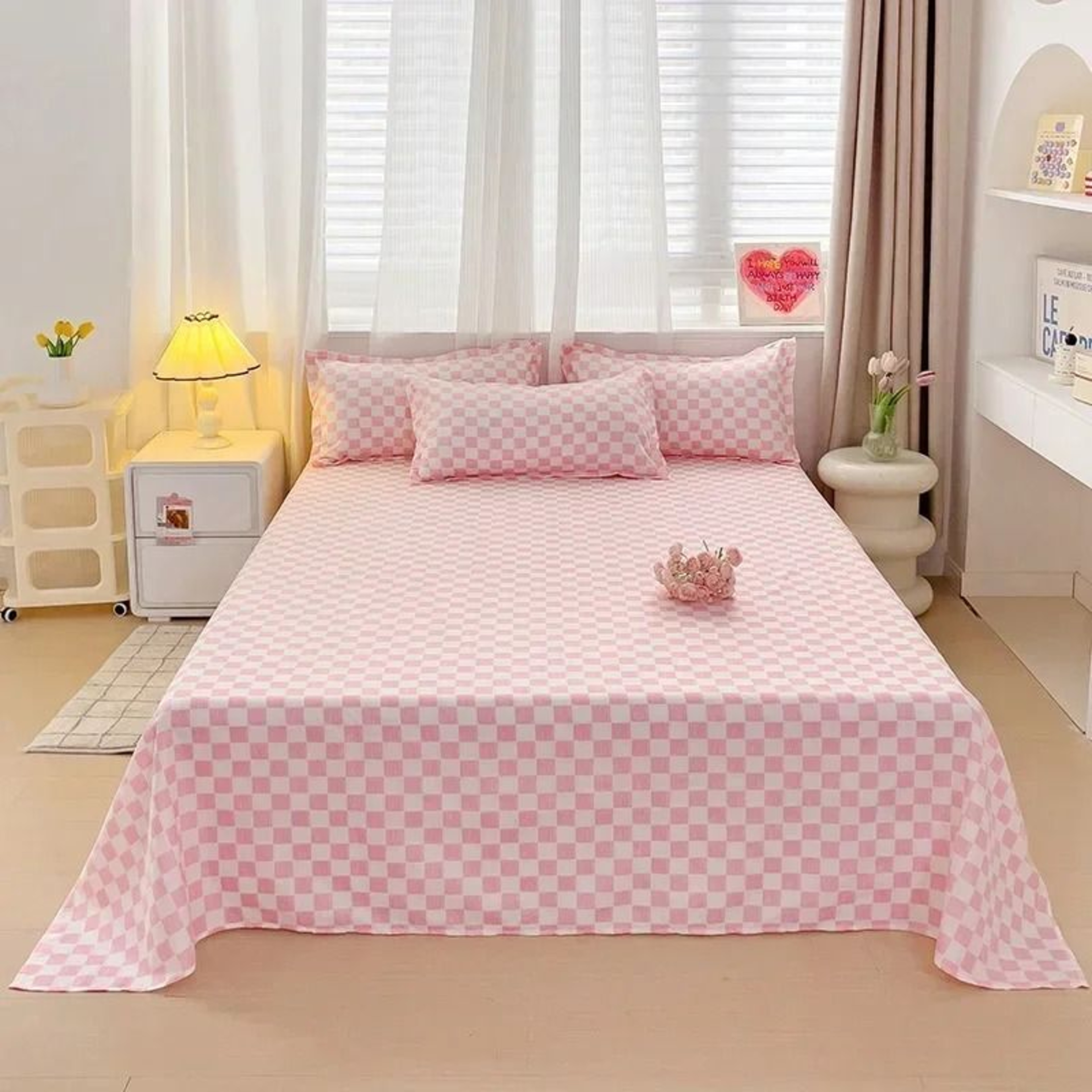 Nordic Style SkinFriendly Printed Flat Bed Sheet Washed Microfiber Top Sheet 6
