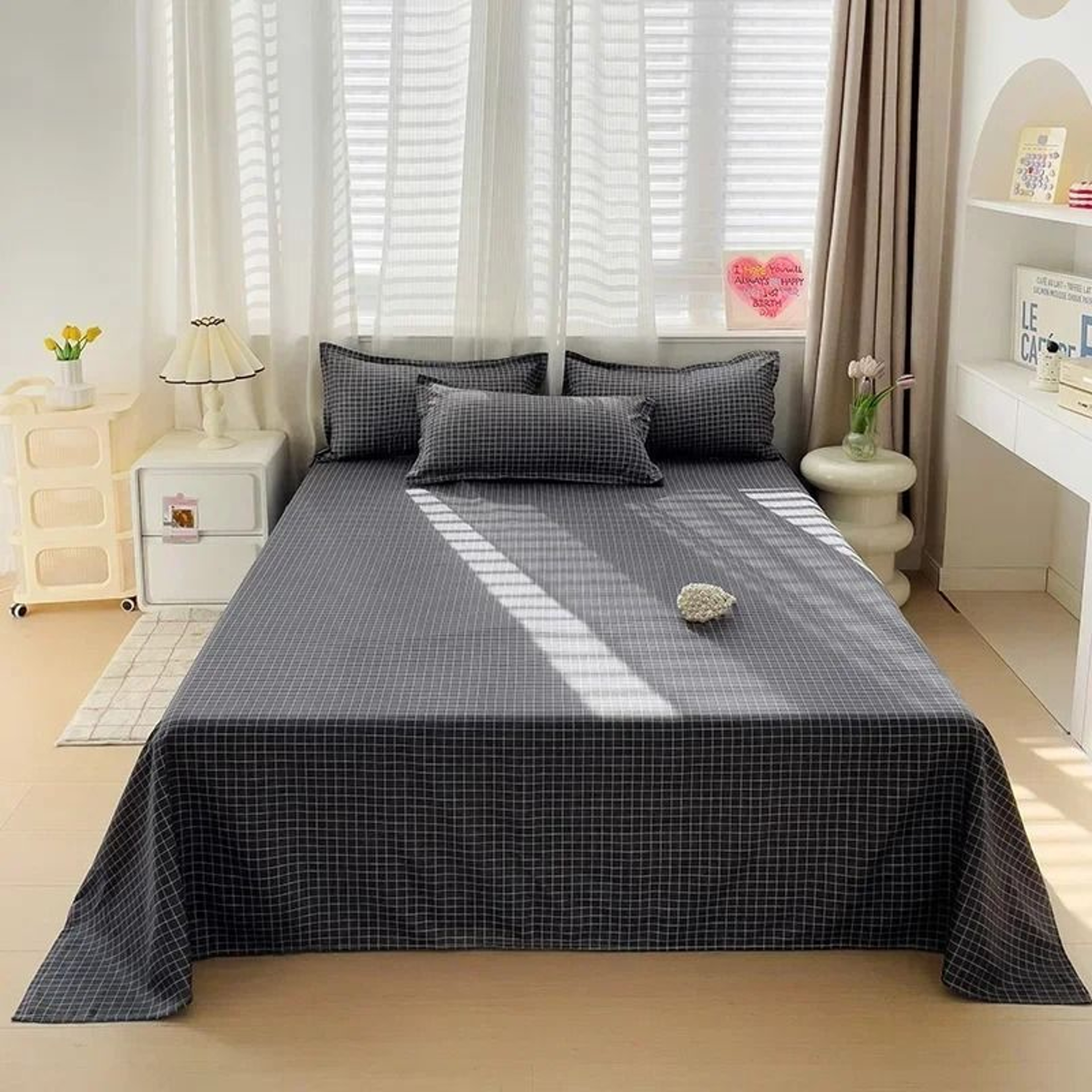 Nordic Style SkinFriendly Printed Flat Bed Sheet Washed Microfiber Top Sheet 9