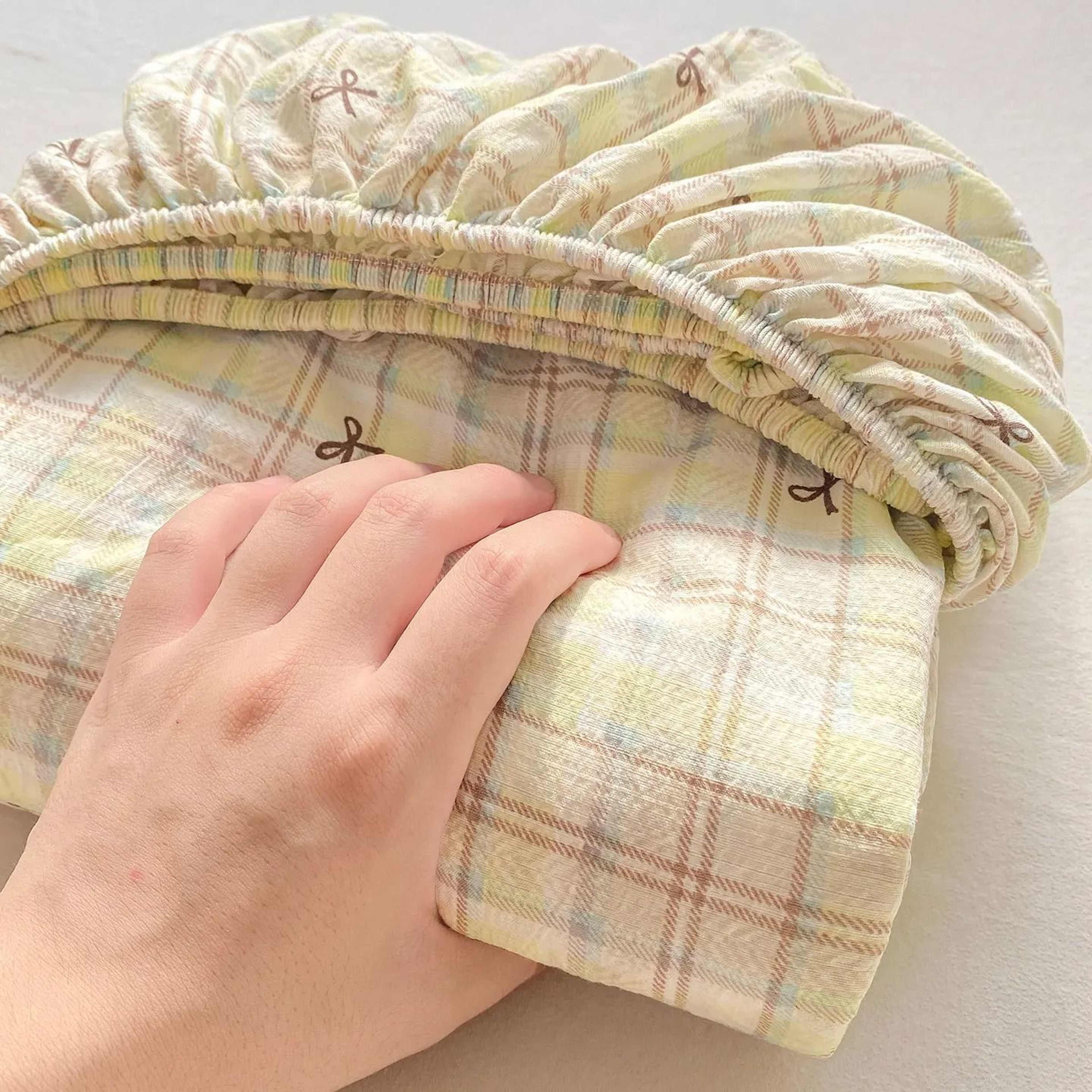 Washed Pure Cotton Printed Fitted Bed Sheet NonSlip Elastic Mattress Cover 10