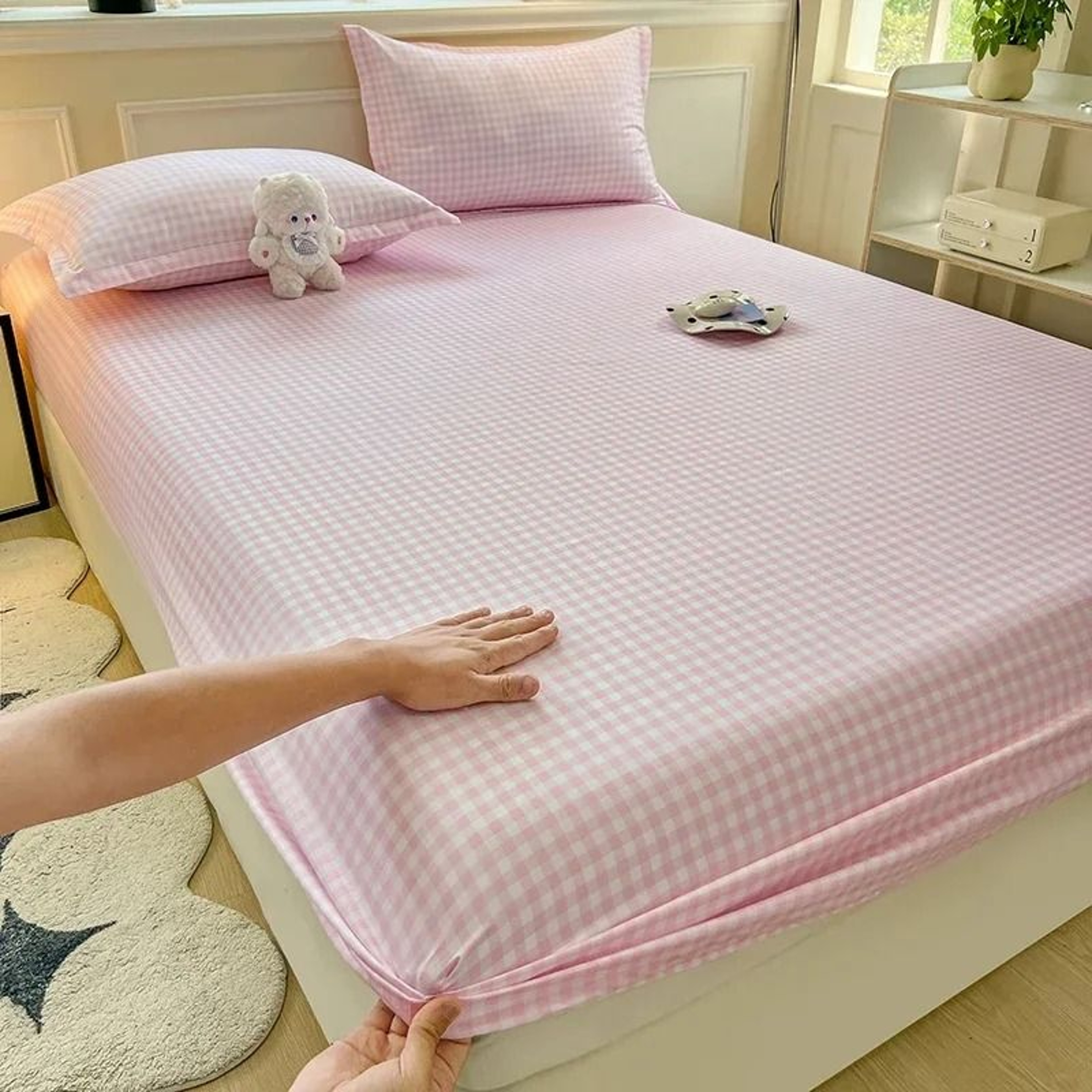 Adjustable NonSlip Fitted Sheet With Elastic Bands Breathable Mattress Cover For Double Queen  King 6