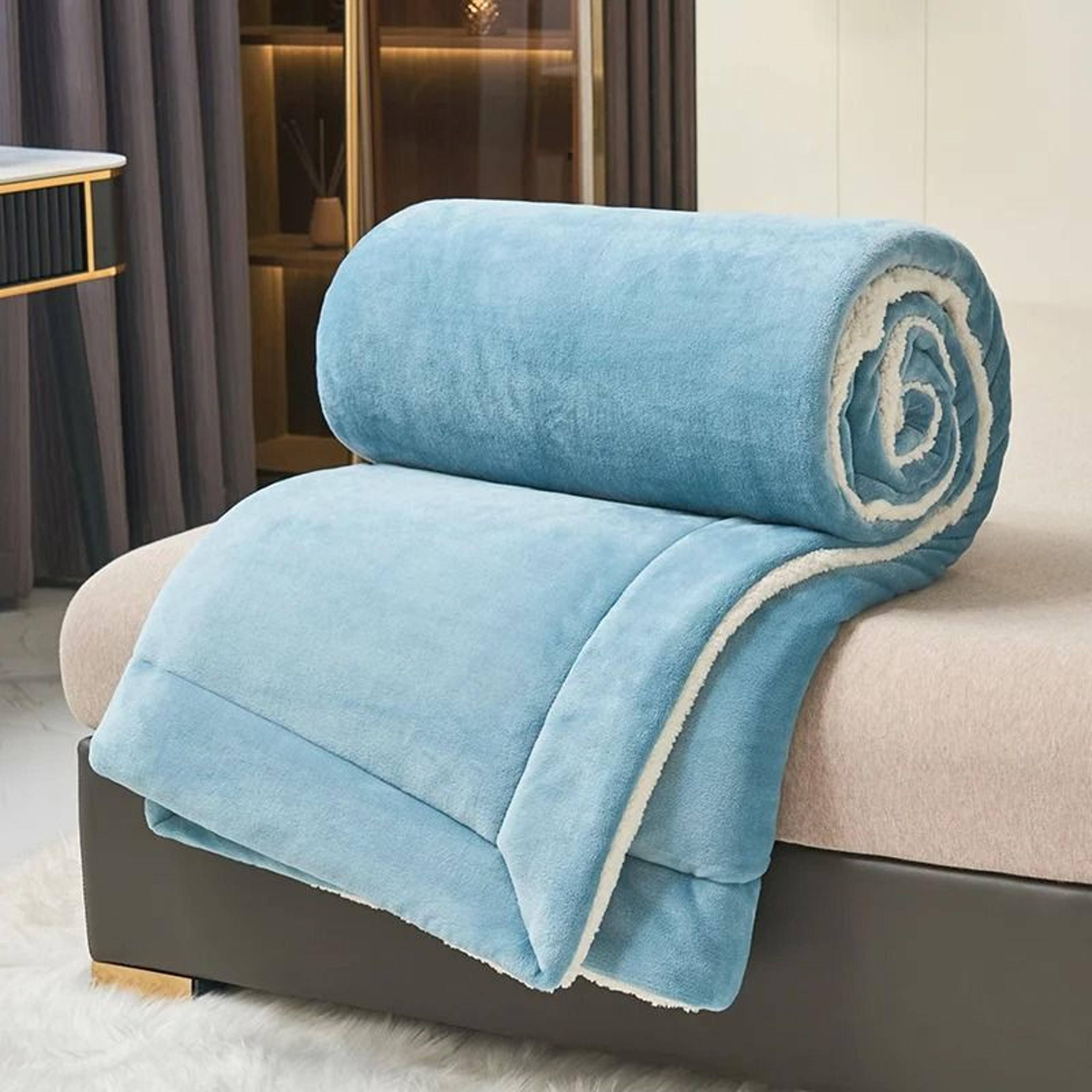 Super Soft Imitation Lambswool  Milk Fleece Blanket Thick Winter Thermal Throw 11