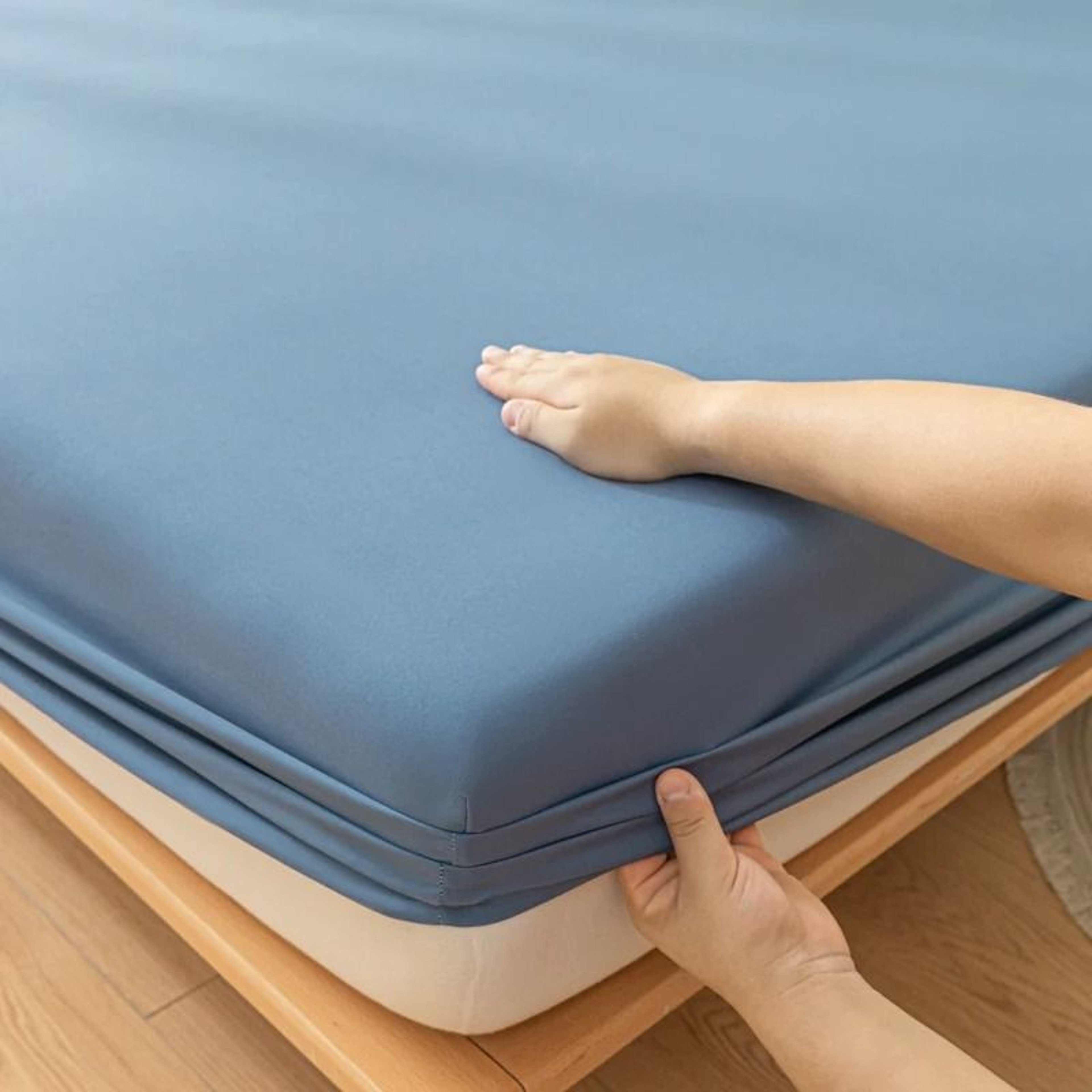 Solid Color Soft Fitted Bed Sheet With Elastic Band AllSize Mattress Cover Protector 2