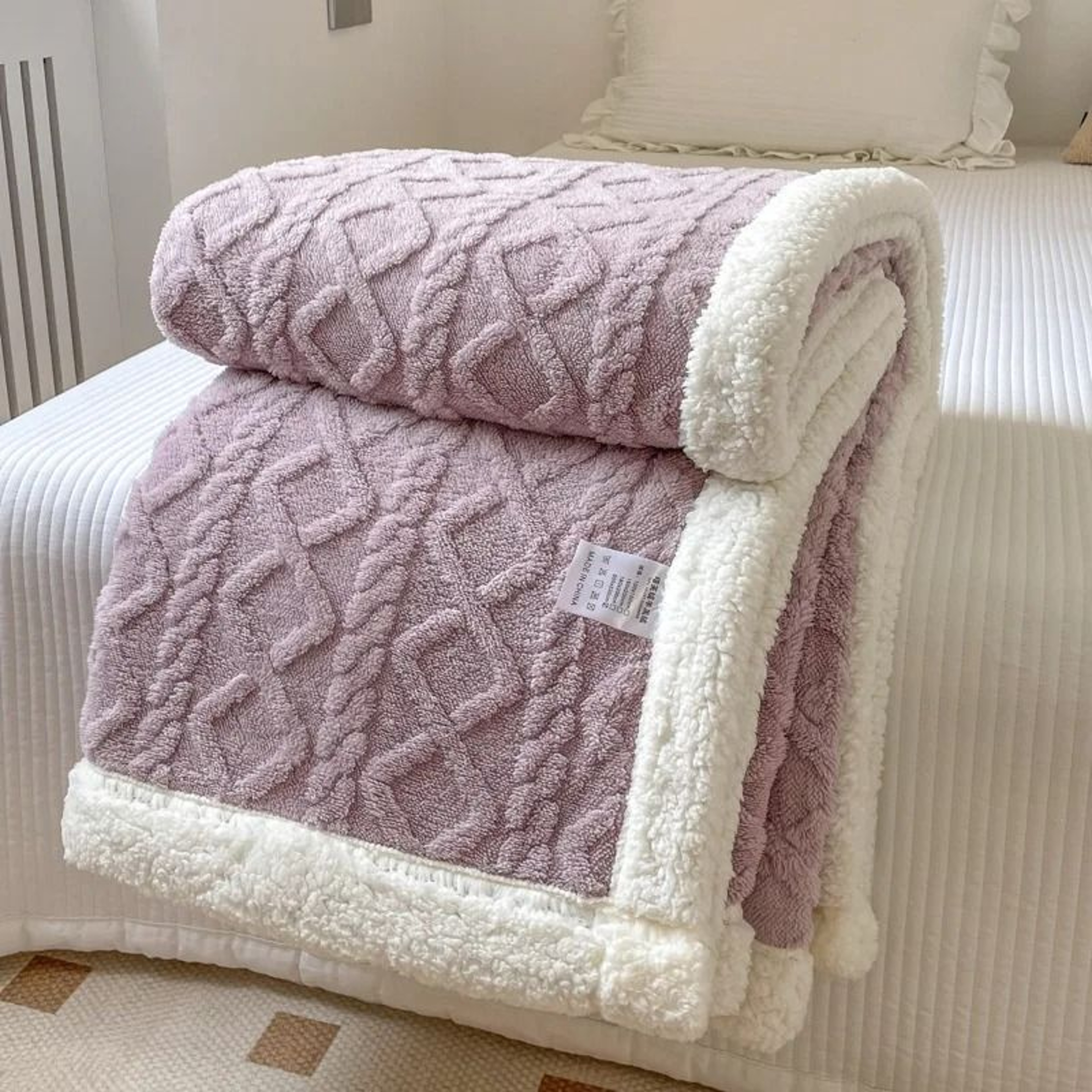 Double Layer Thick Warm Fleece Blanket Plush Autumn Winter Comforter For Bed  Sofa 12