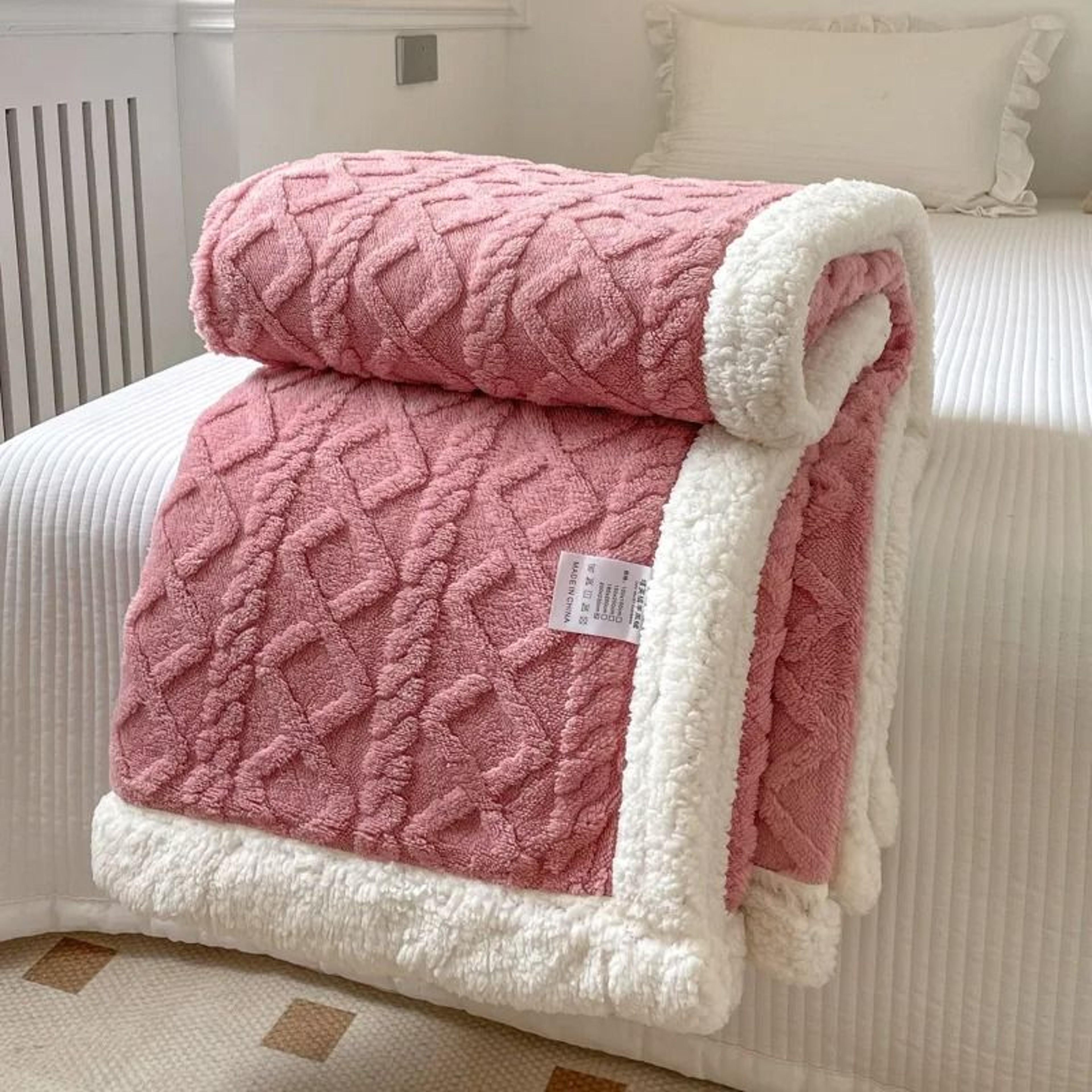 Double Layer Thick Warm Fleece Blanket Plush Autumn Winter Comforter For Bed  Sofa 11