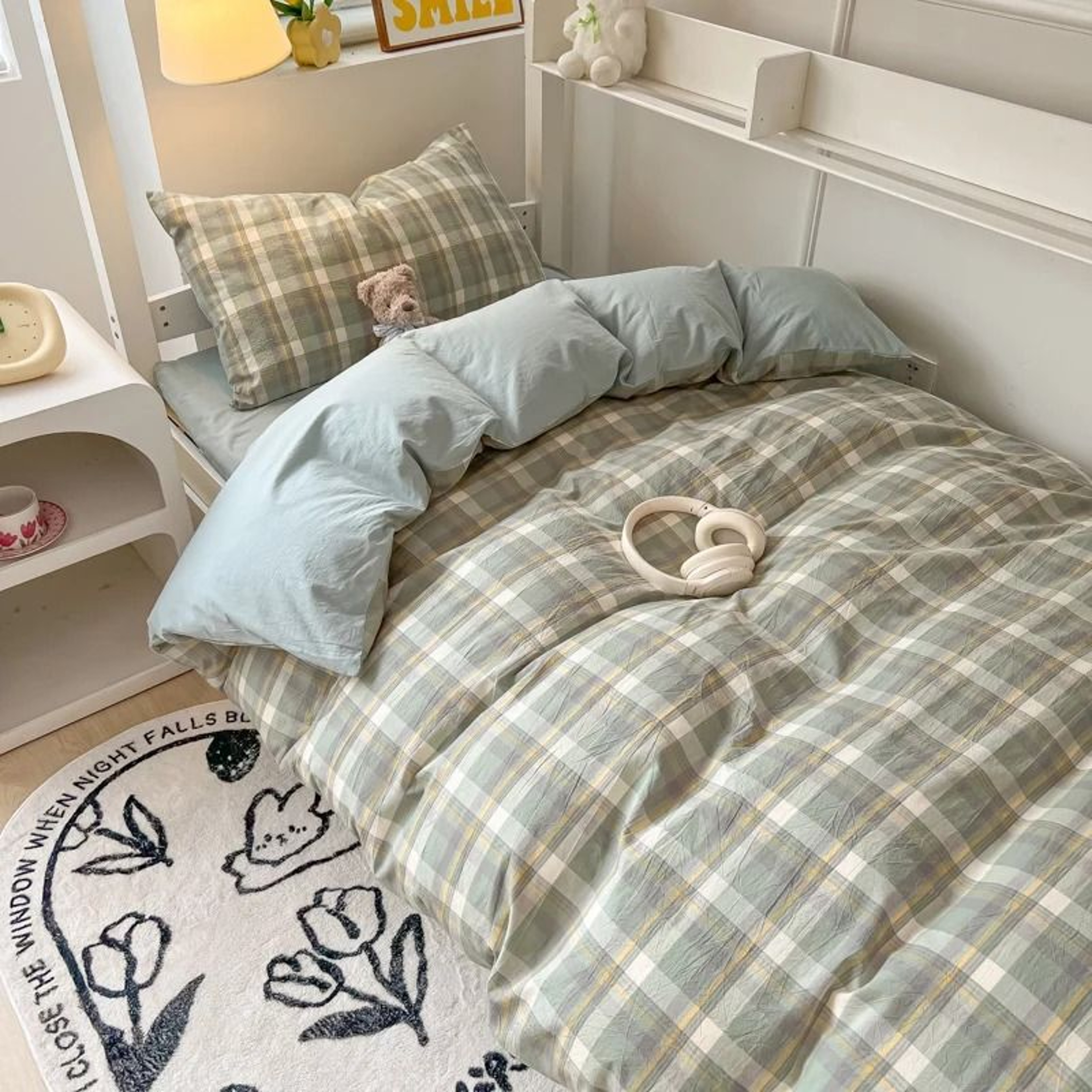 Nordic Washed Cotton Bedding Set Duvet Cover Flat Sheet  Pillowcase Set 7