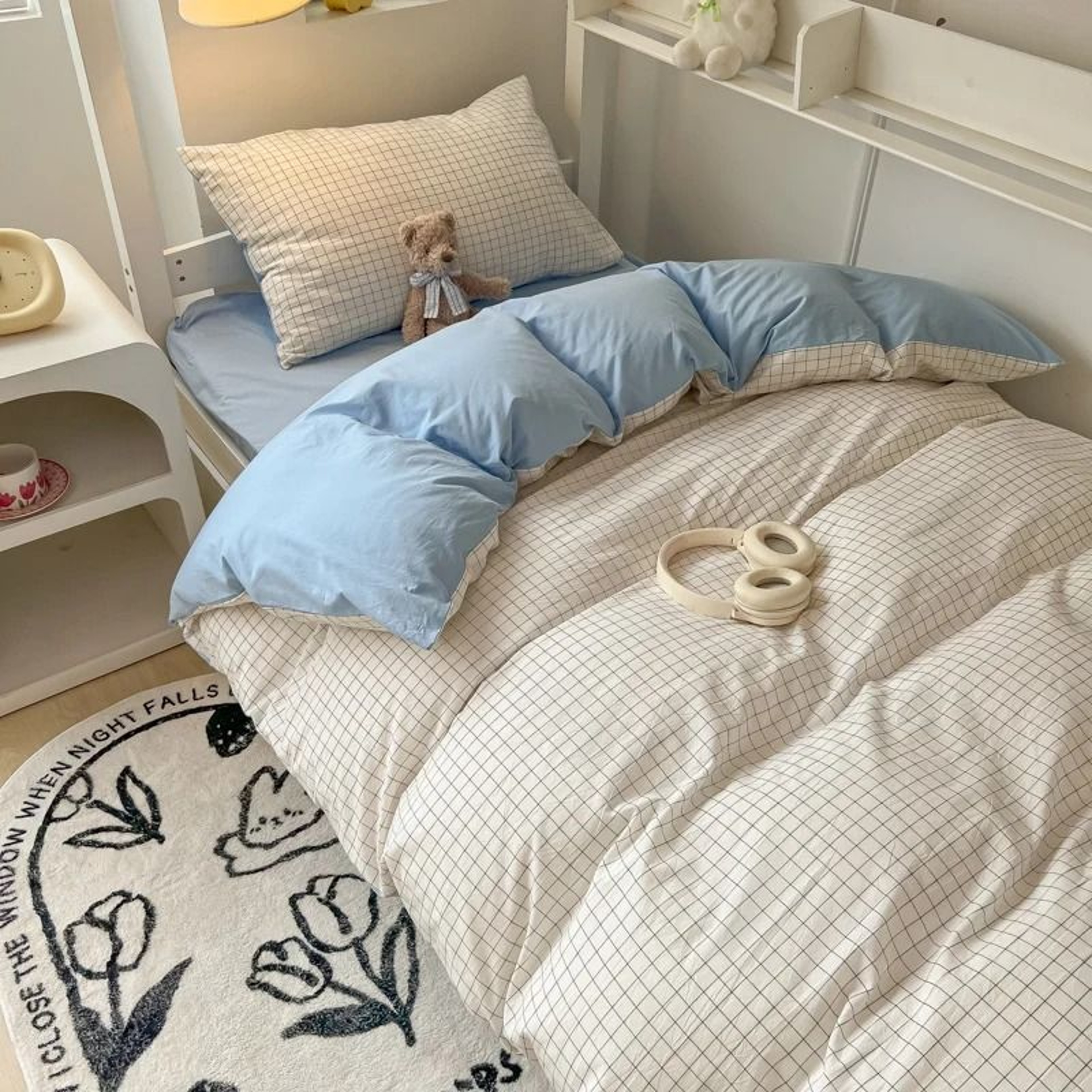 Nordic Washed Cotton Bedding Set Duvet Cover Flat Sheet  Pillowcase Set 8