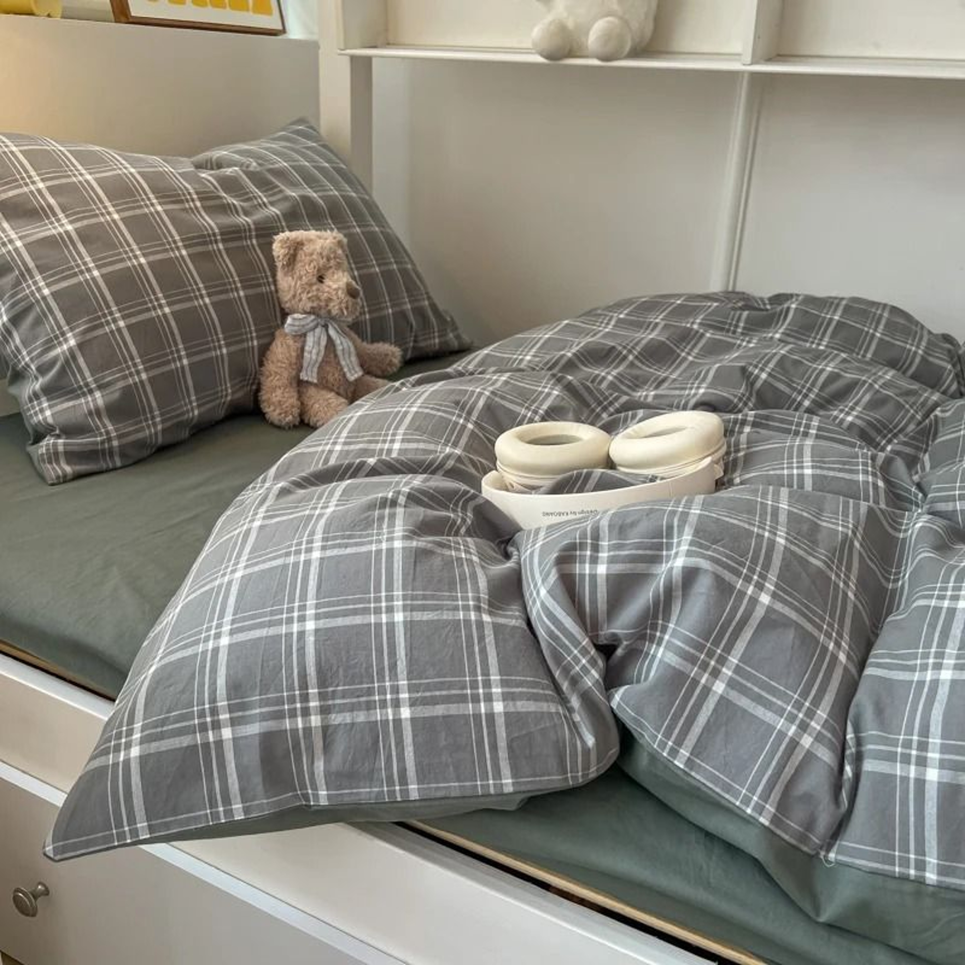 Nordic Washed Cotton Bedding Set Duvet Cover Flat Sheet  Pillowcase Set 2