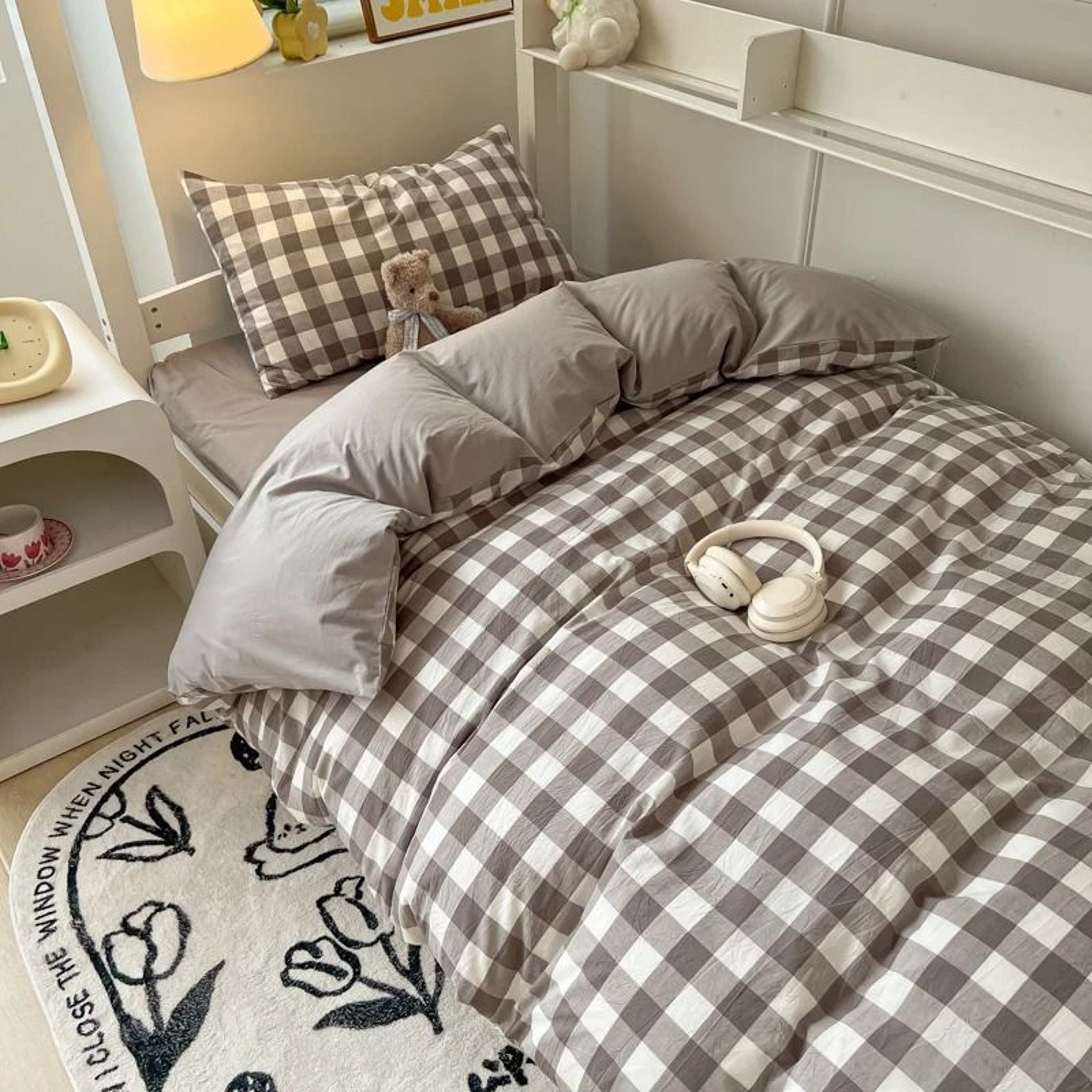 Nordic Washed Cotton Bedding Set Duvet Cover Flat Sheet  Pillowcase Set 10