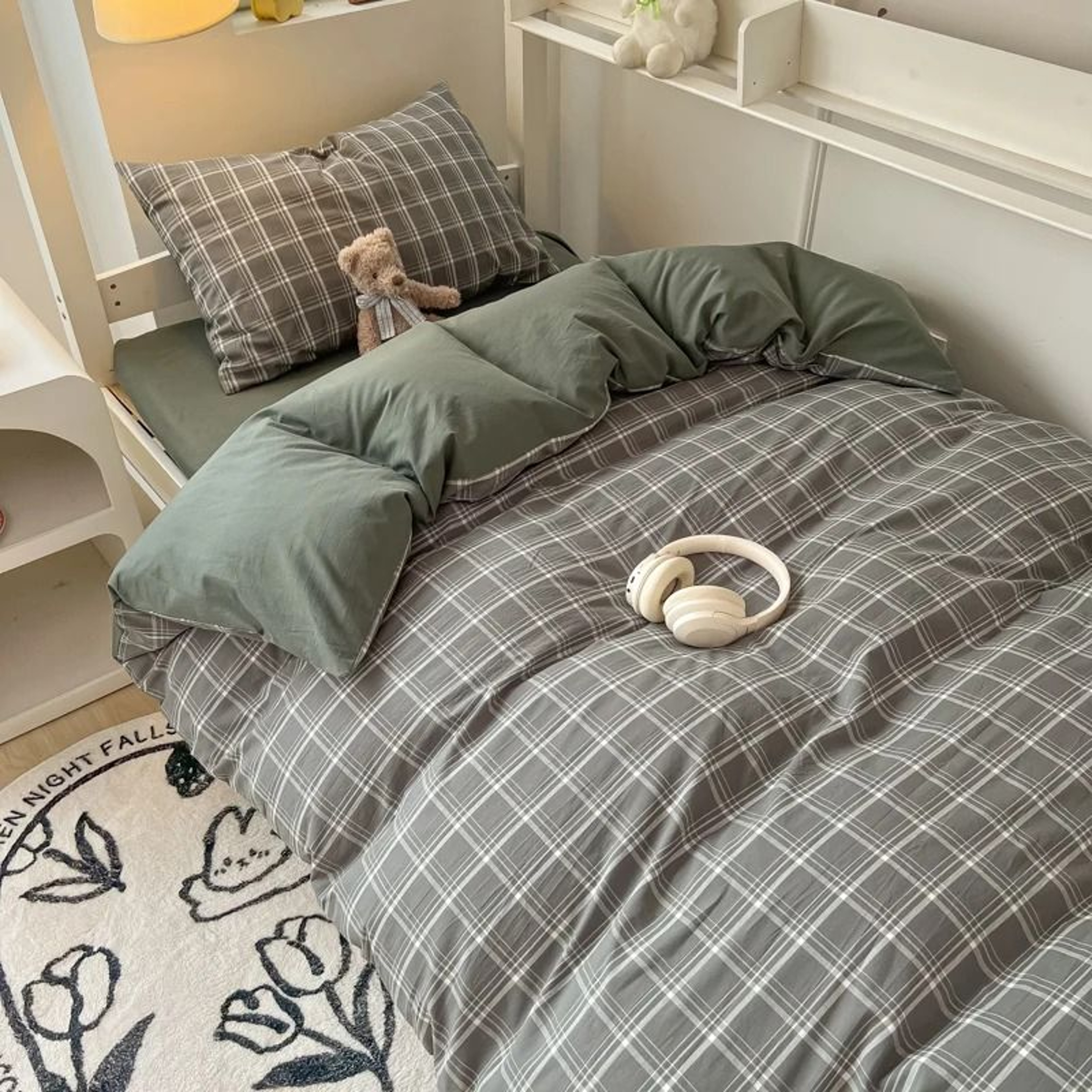 Nordic Washed Cotton Bedding Set Duvet Cover Flat Sheet  Pillowcase Set 0