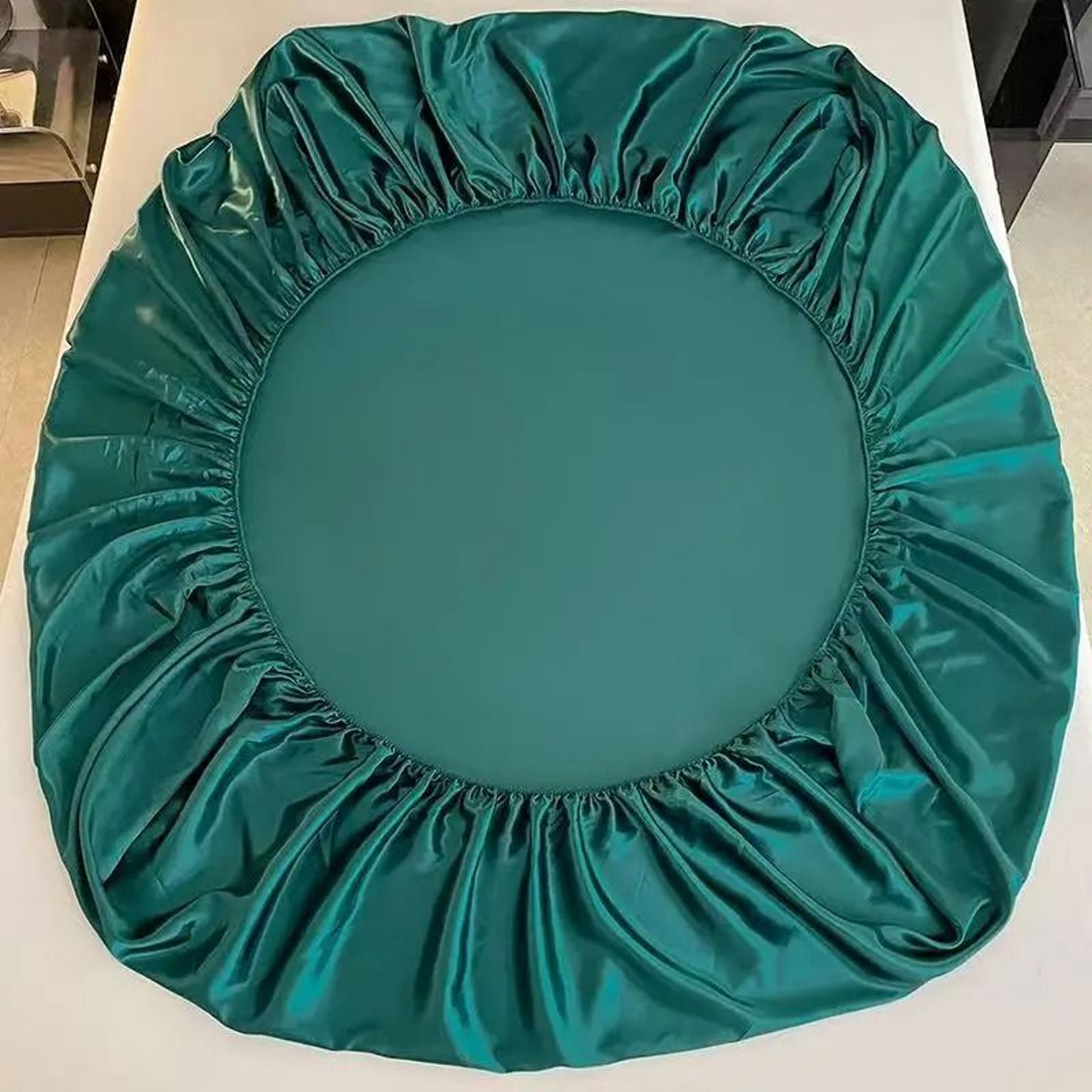 Solid Color Satin Elastic Fitted Sheet Silky Mattress Cover For Single Double Full Queen  King Beds 4
