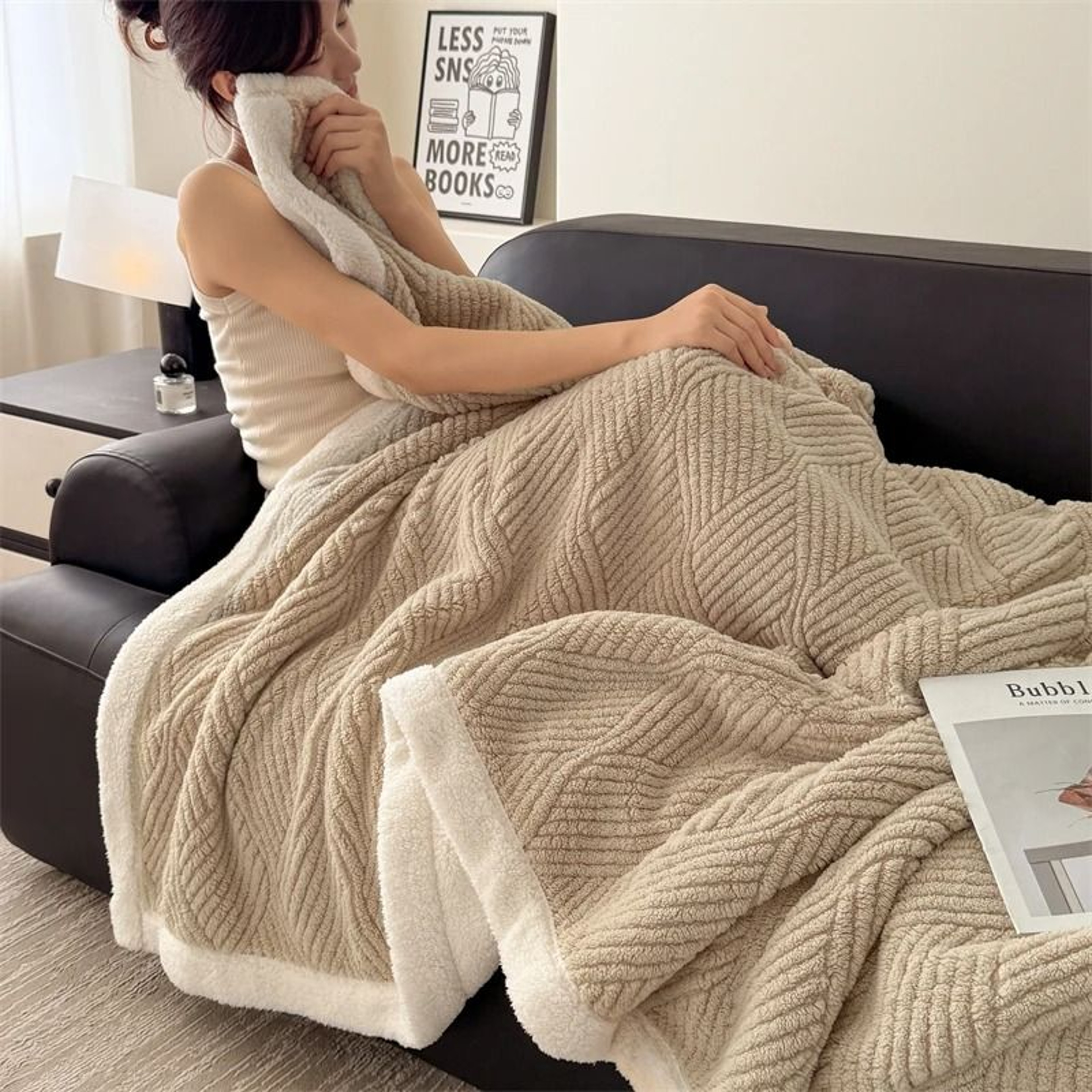 Solid Warmth Jacquard Autumn Winter Blanket Thickened Warm MultiFunctional Sofa  Nap Throw 3