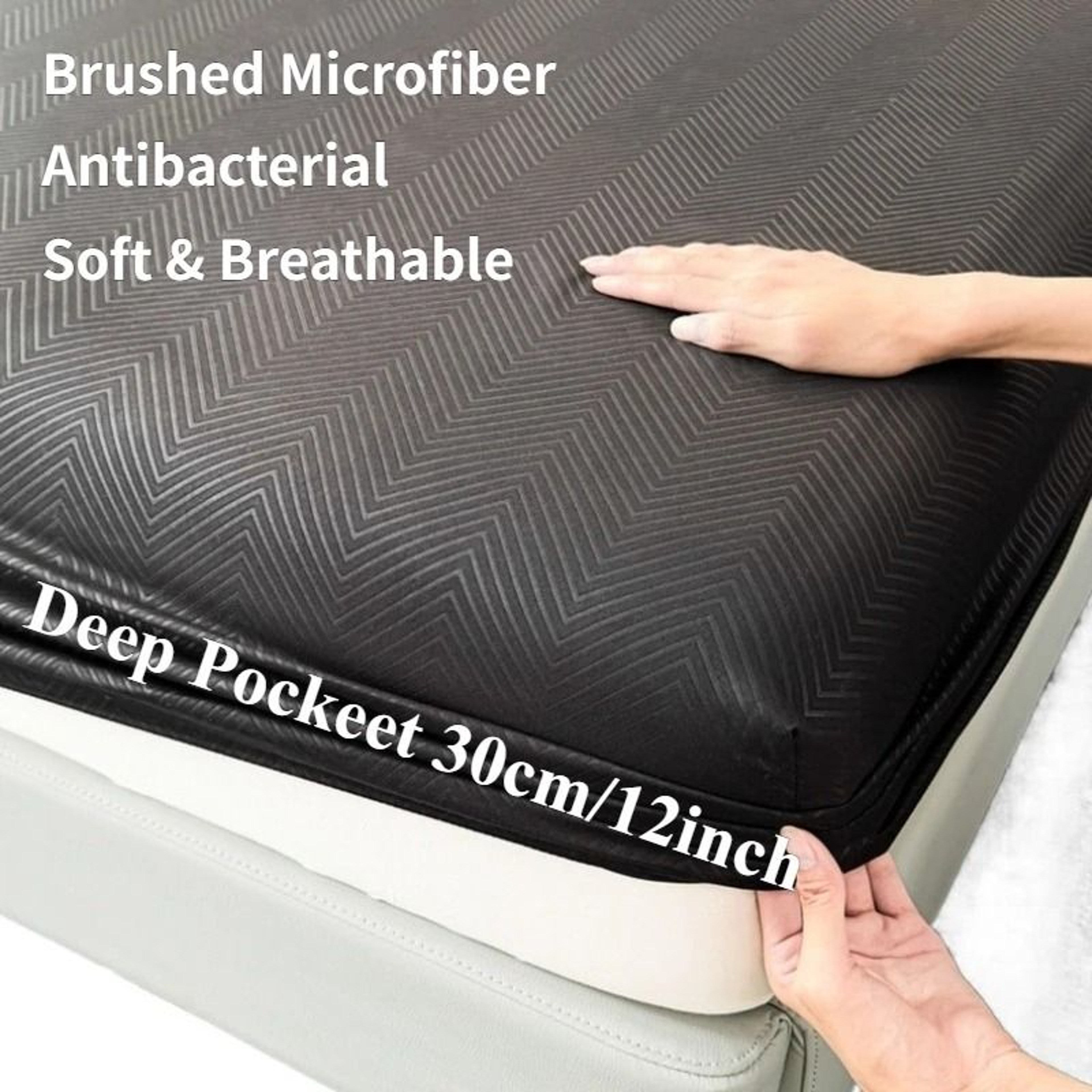 New Brushed Microfiber Embossed Fitted Sheet Deep Pocket 360 Elastic Breathable Bed Cover 0
