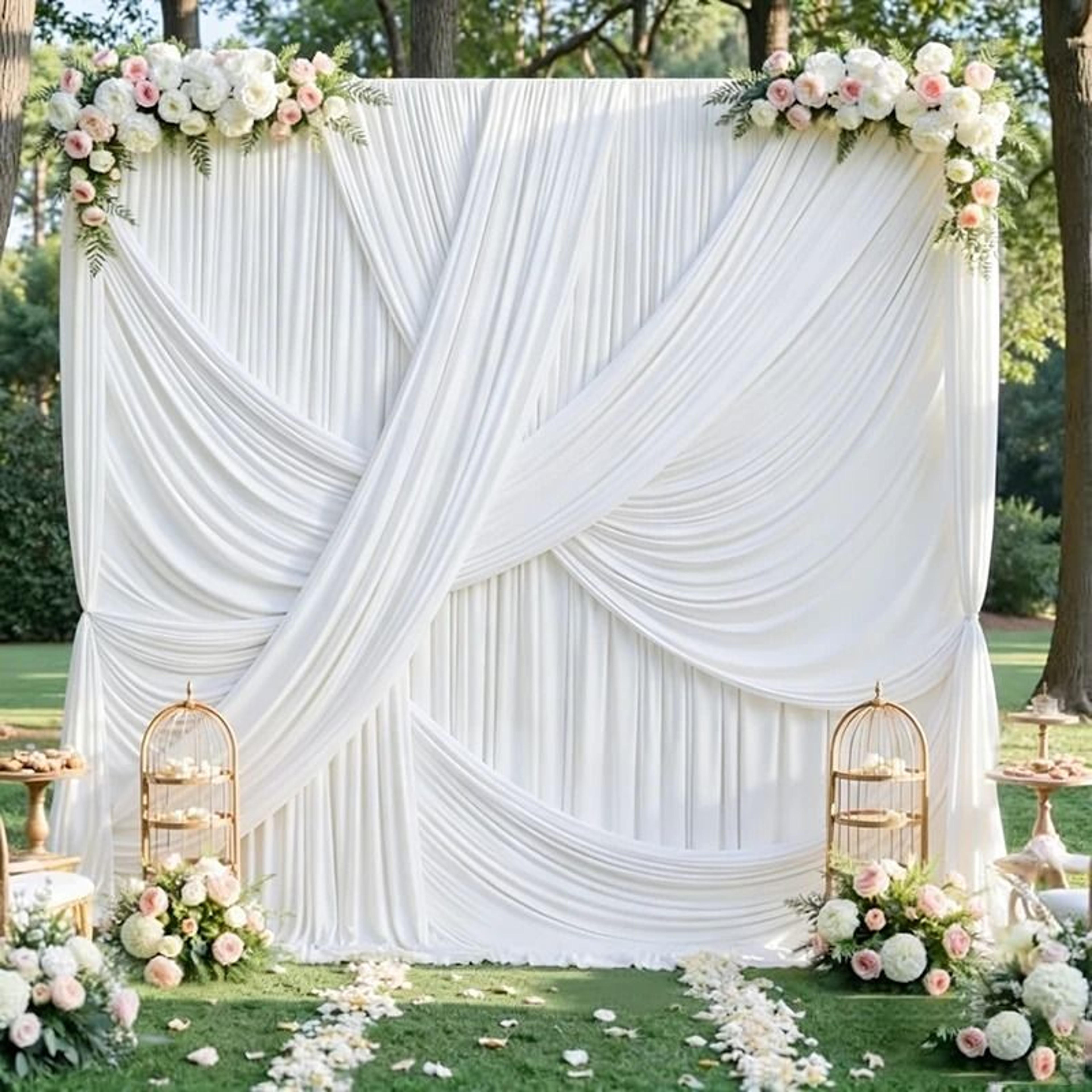 WrinkleFree Backdrop Curtain Drapes Soft Sheer Fabric Background For Weddings Photo Booths  Parties 0