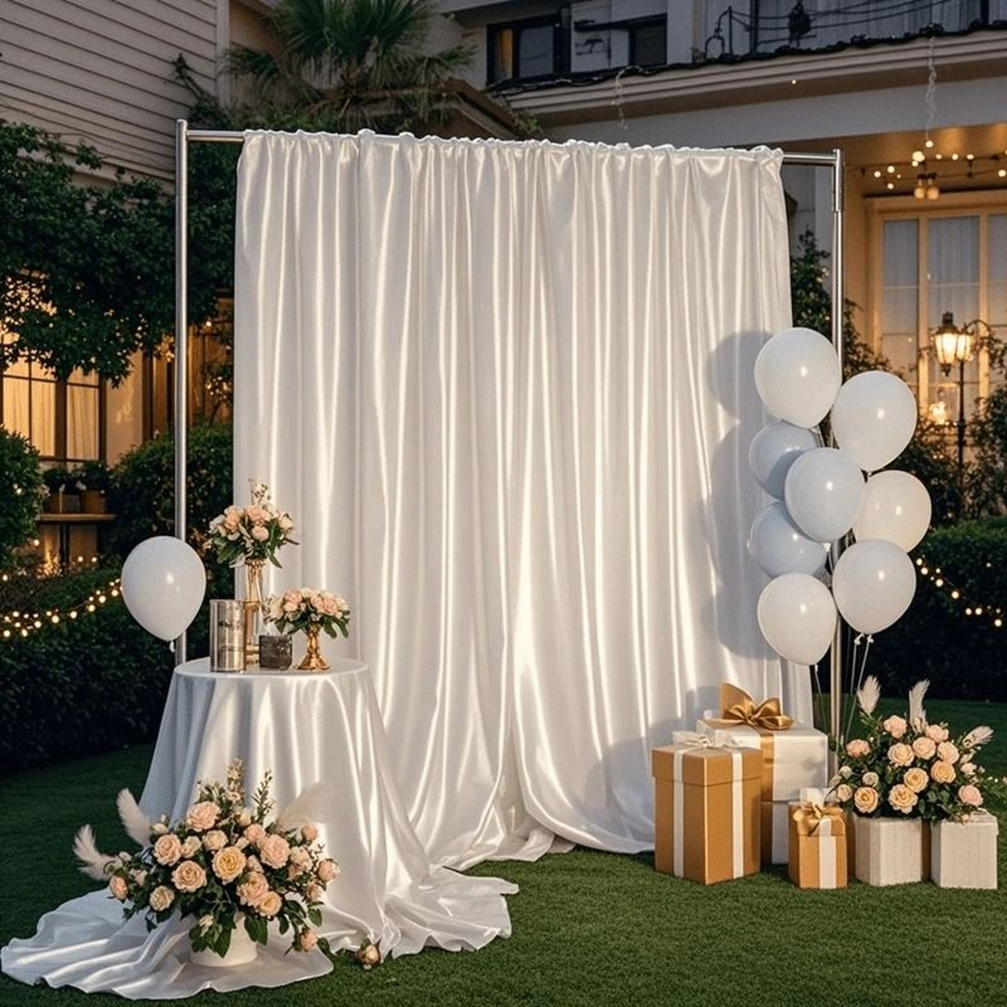 Lustrous Satin Backdrop Curtain Drapes Smooth SilkLike Stage Background Cloth For Weddings Photo Bo 6