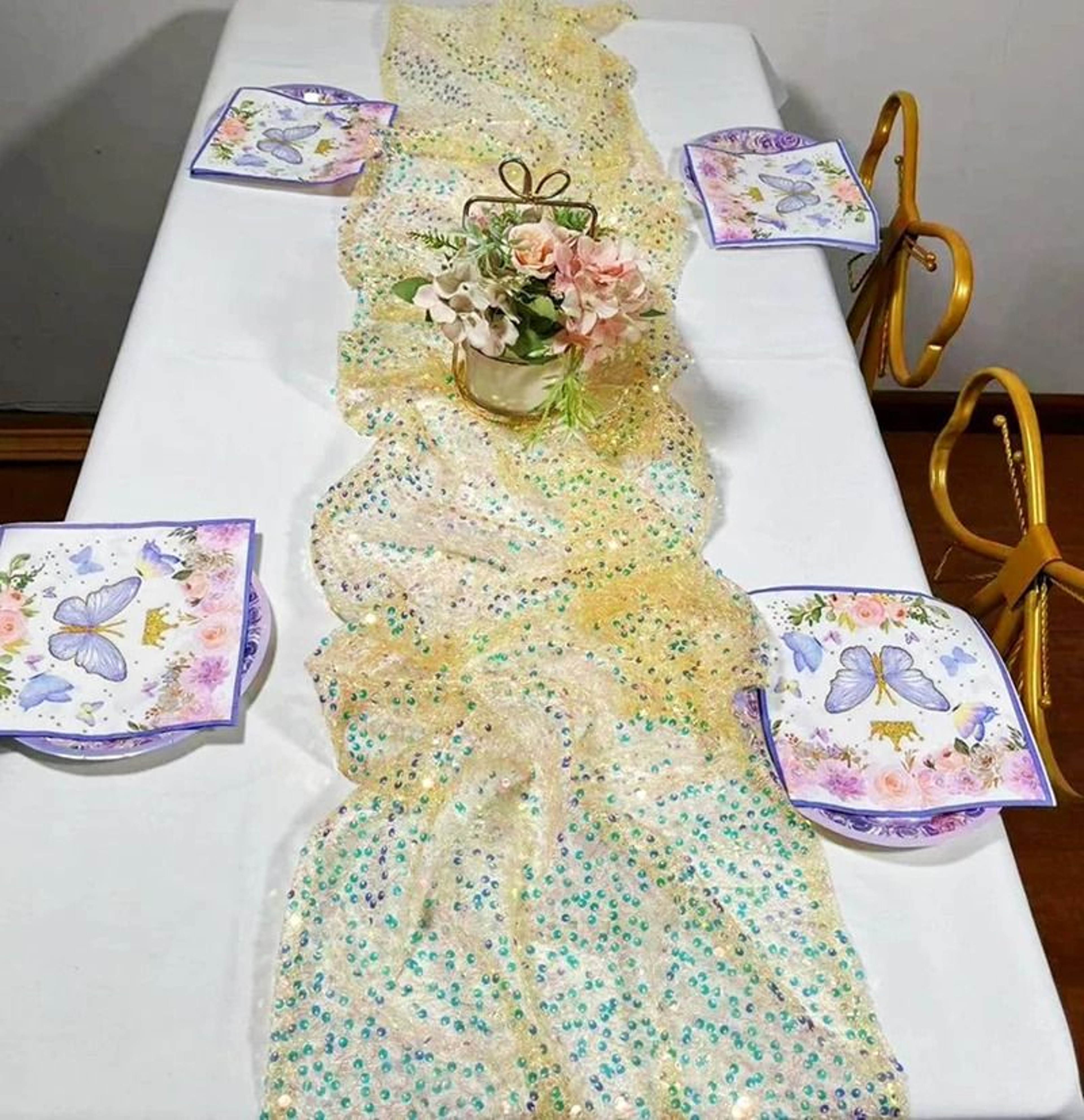 Iridescent Sequin Table Runner Sparkly Mermaid Accent For Weddings  Parties 5