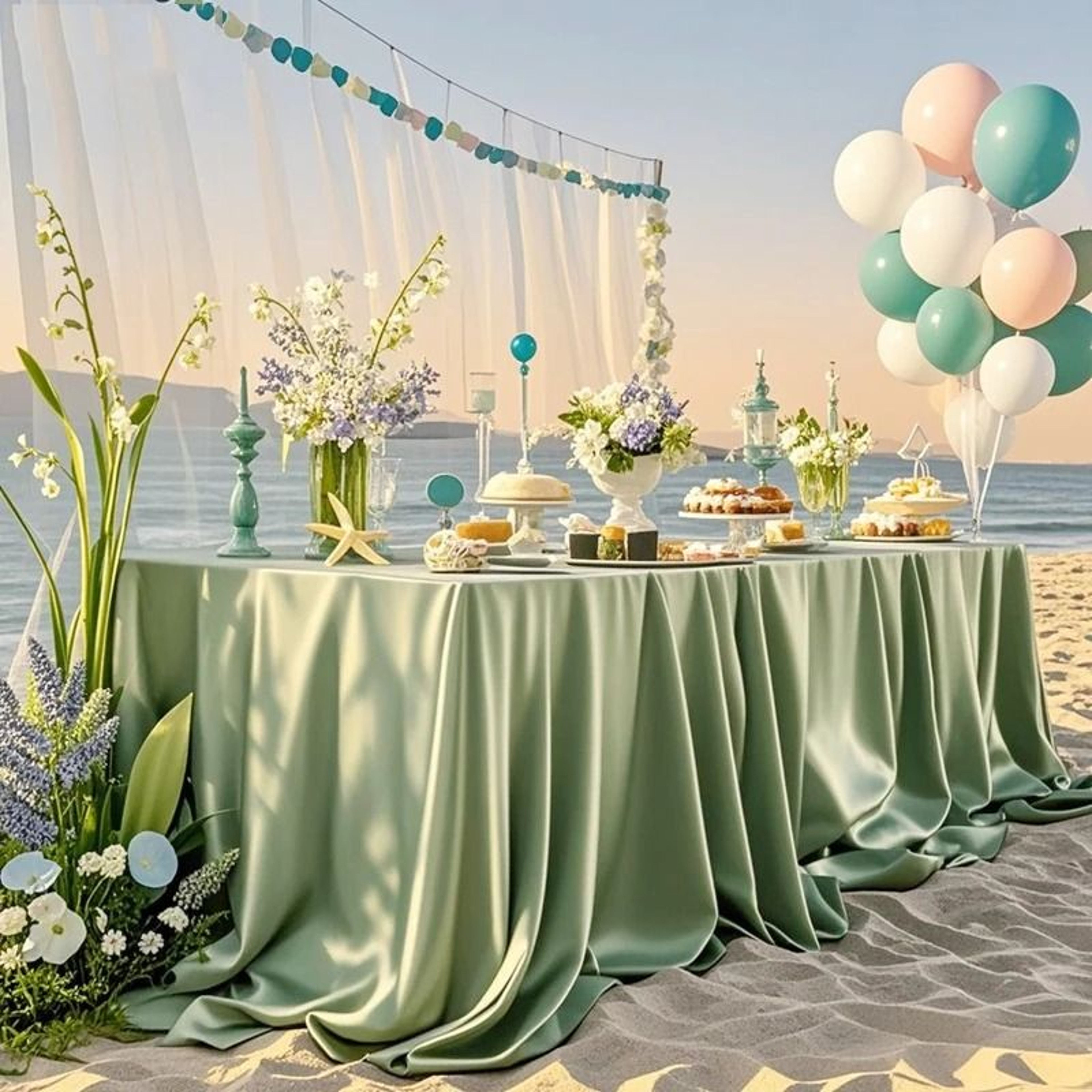 Satin Tablecloth Rectangular Fabric Cover Silk Smooth Table Drape For Wedding  Party Decor 2