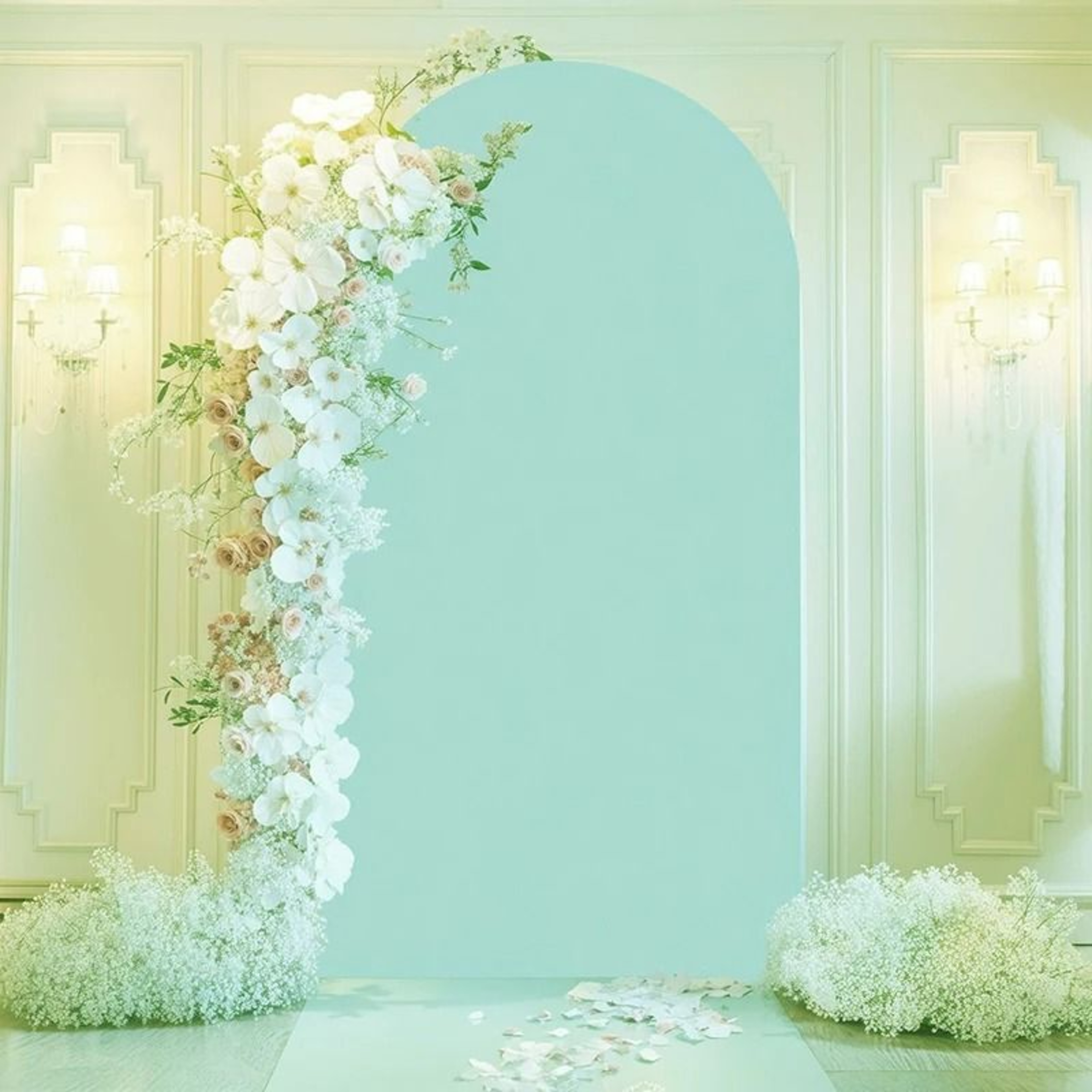 Wedding Arch Cover Spandex Fitted Chiara Backdrop 2Sided Round Top Cover For Parties  Events 4