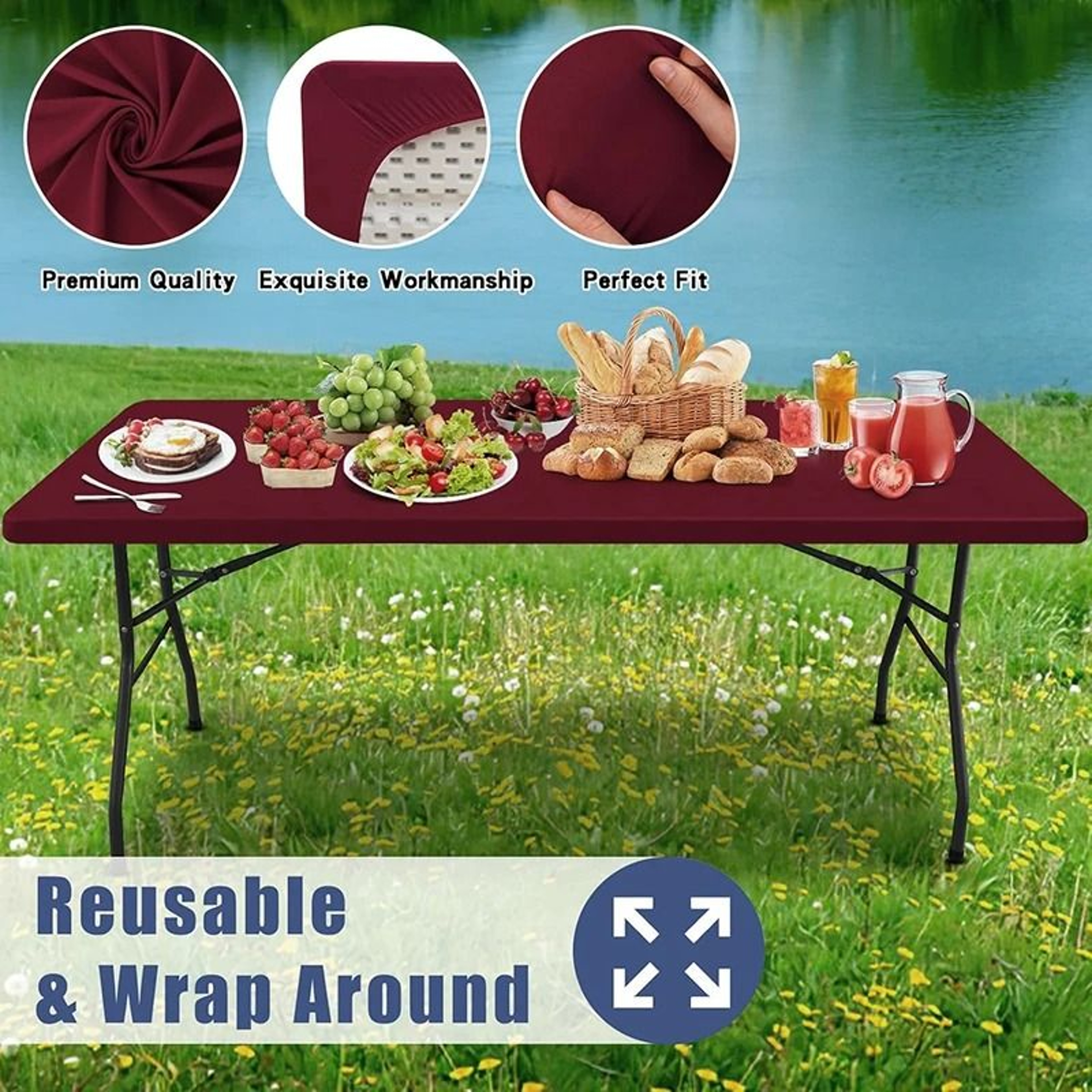 Cocktail Spandex Elastic Fitted Tablecloth Stretch Rectangular Table Cover For Kitchen  Weddings 1