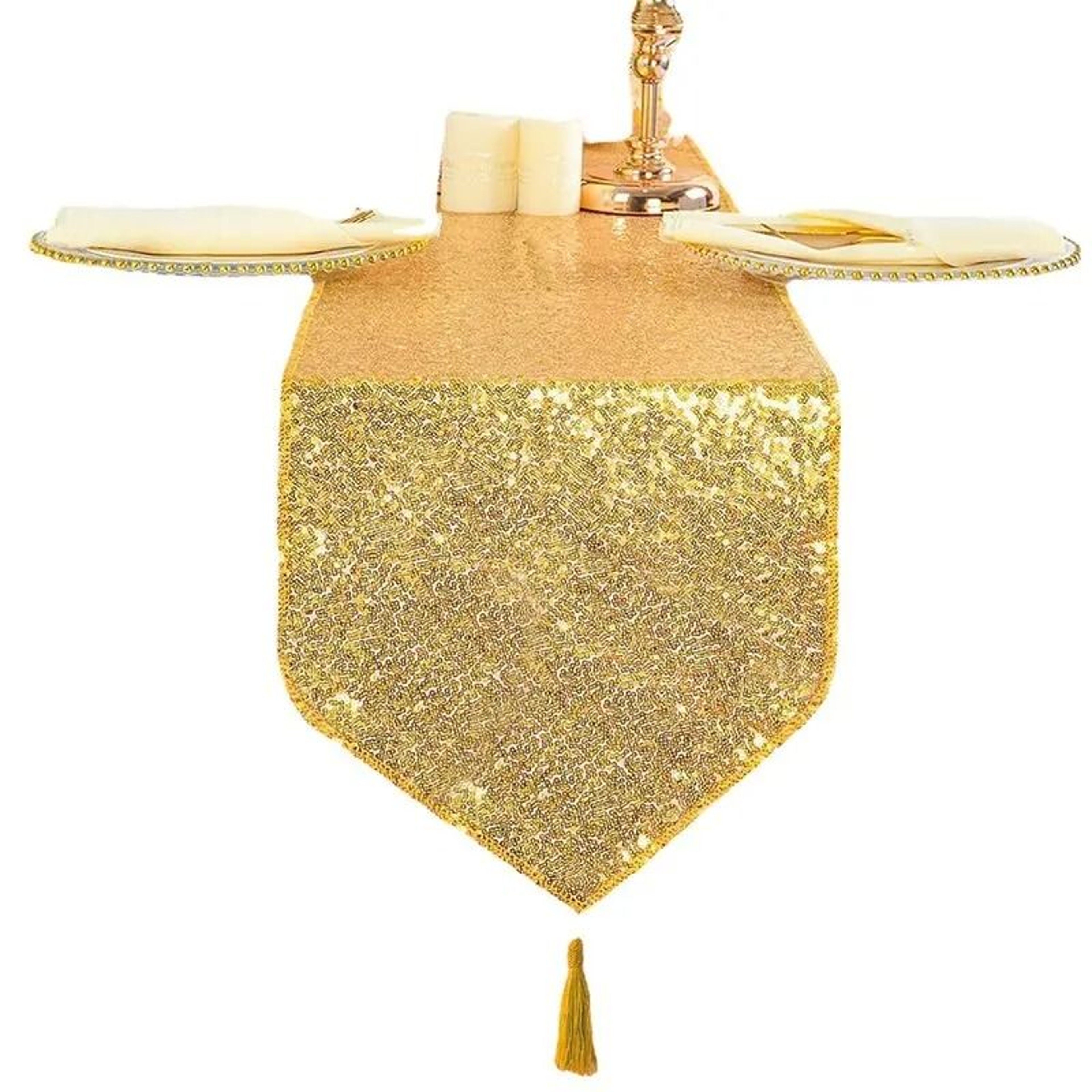 Silver Sequin Tassel Table Runner Sparkly Glitter Accent For Birthday Wedding  Holiday Table Decor 13