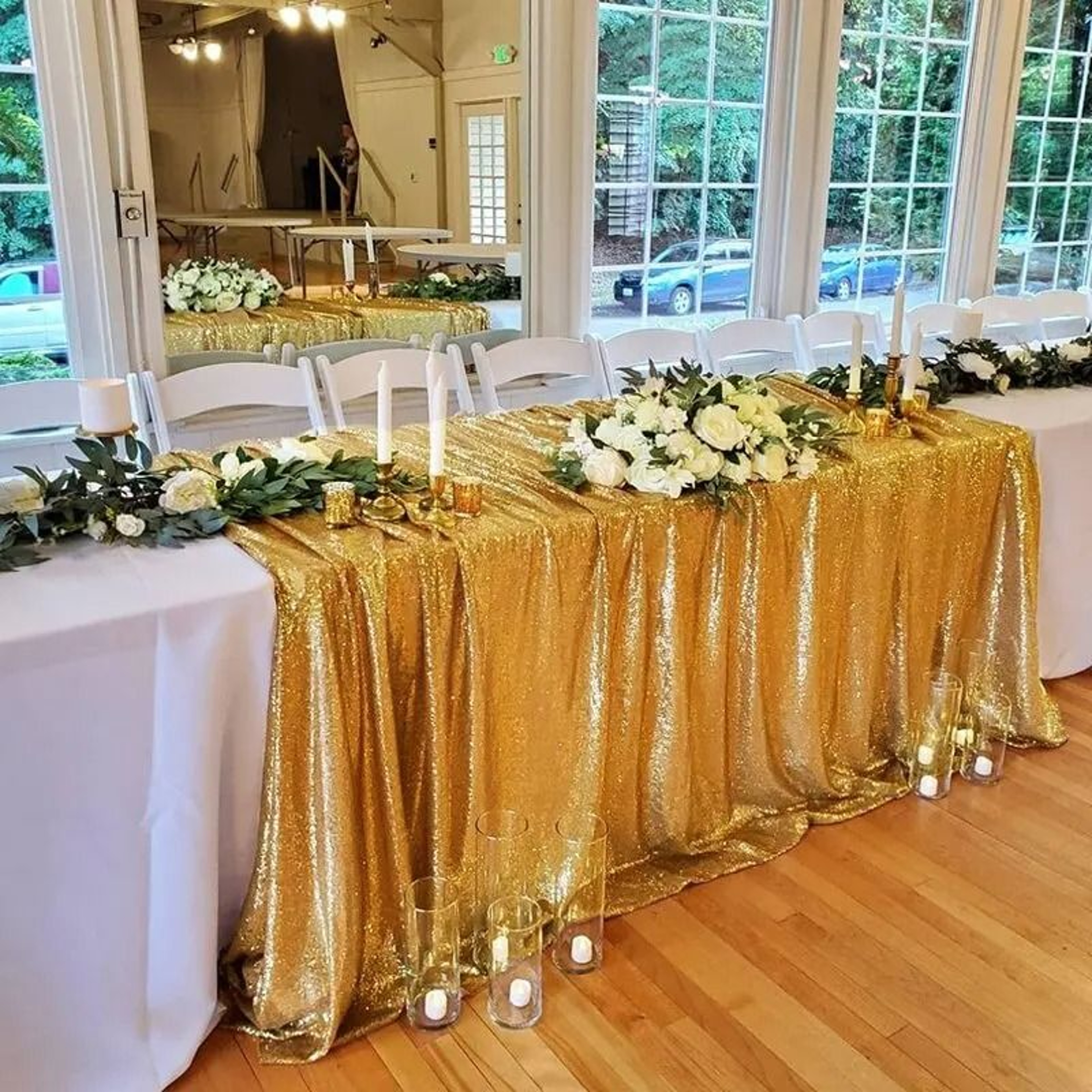 Gold Sequin Tablecloth Sparkle Cover Glitter Rectangle Overlay For Wedding Birthday  Cake Table Dec 1