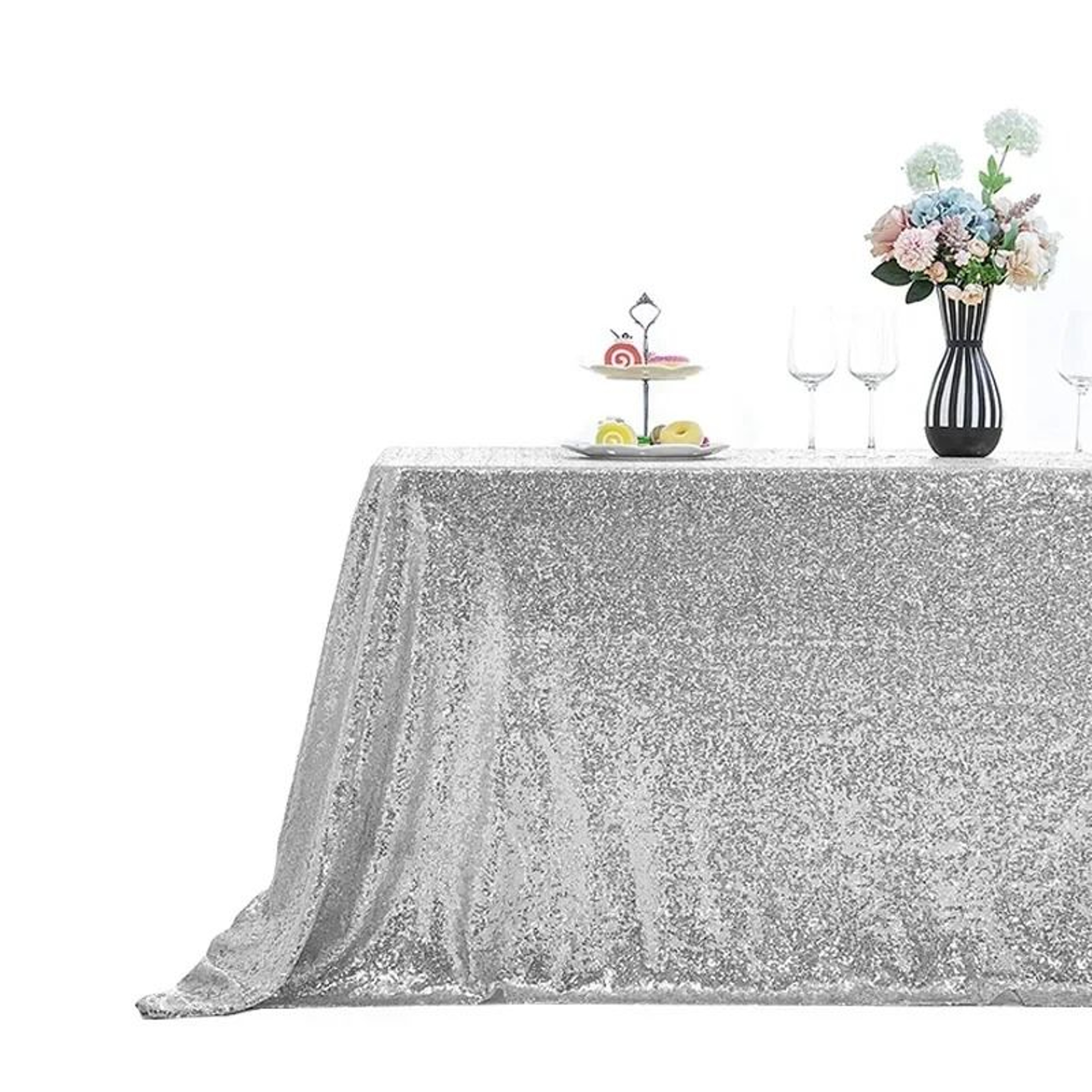 Gold Sequin Tablecloth Sparkle Cover Glitter Rectangle Overlay For Wedding Birthday  Cake Table Dec 10