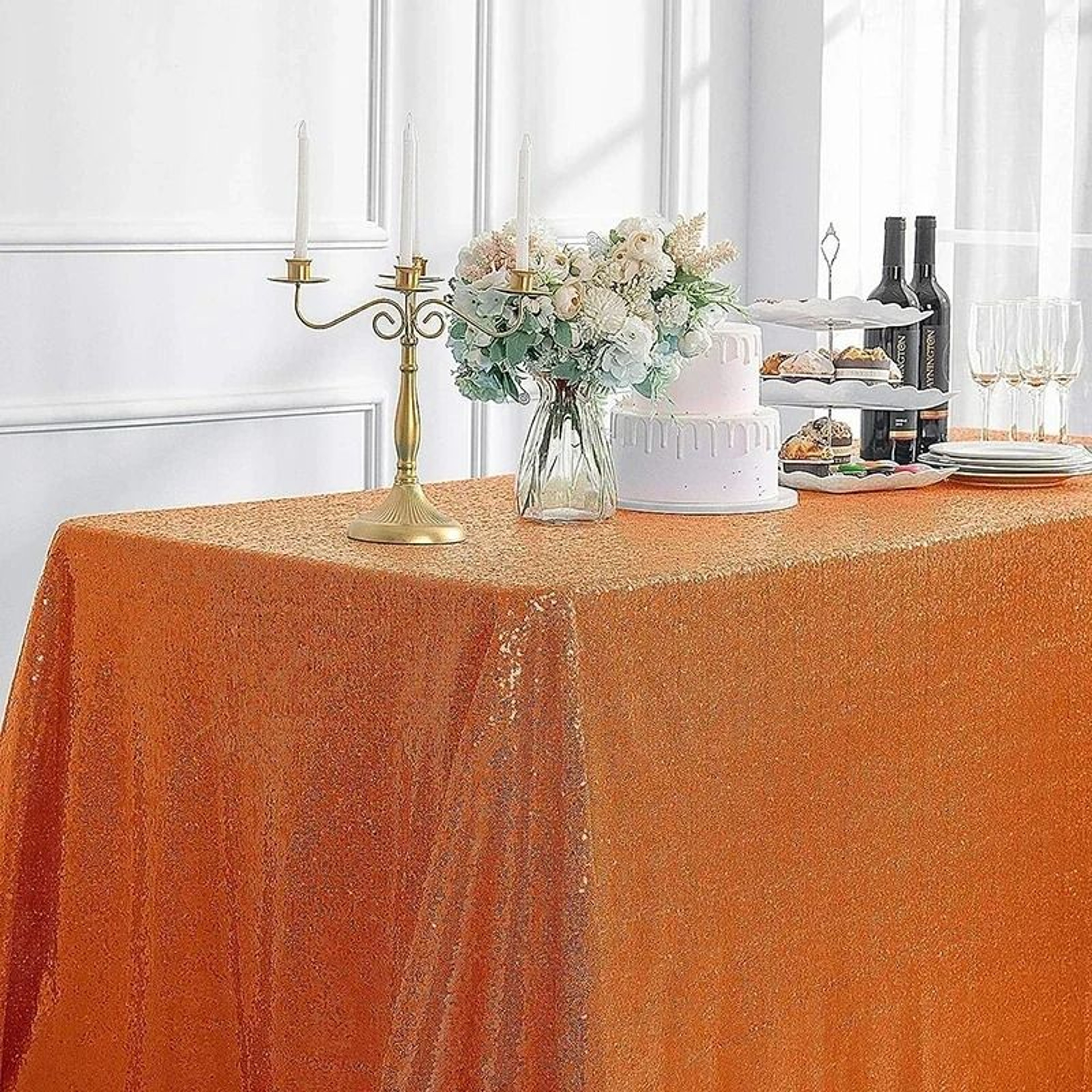 Gold Sequin Tablecloth Sparkle Cover Glitter Rectangle Overlay For Wedding Birthday  Cake Table Dec 15
