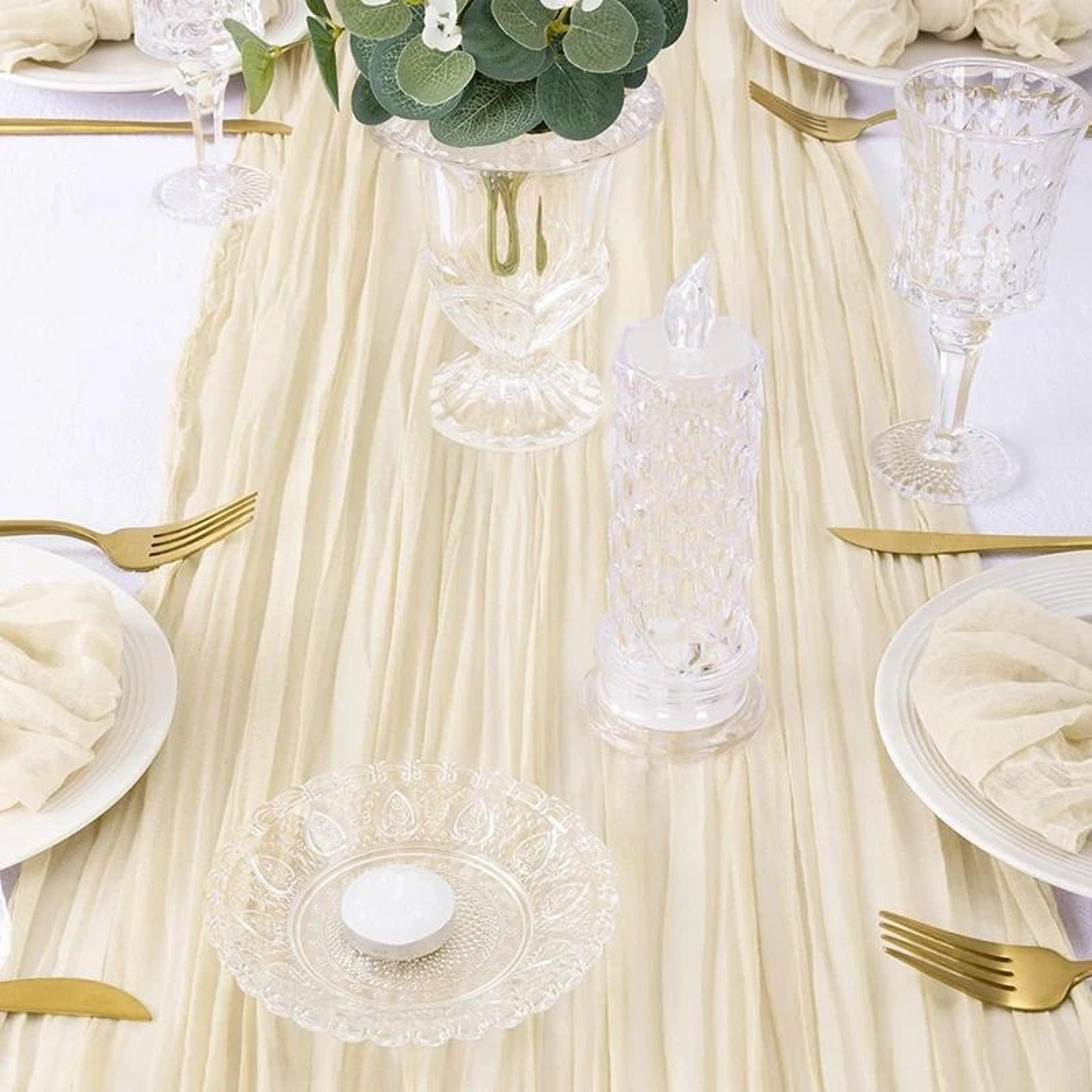 Beige Gauze Cheesecloth Table Runner Rustic Sheer Boho Decor For Wedding Baby Shower  Birthday Part 4