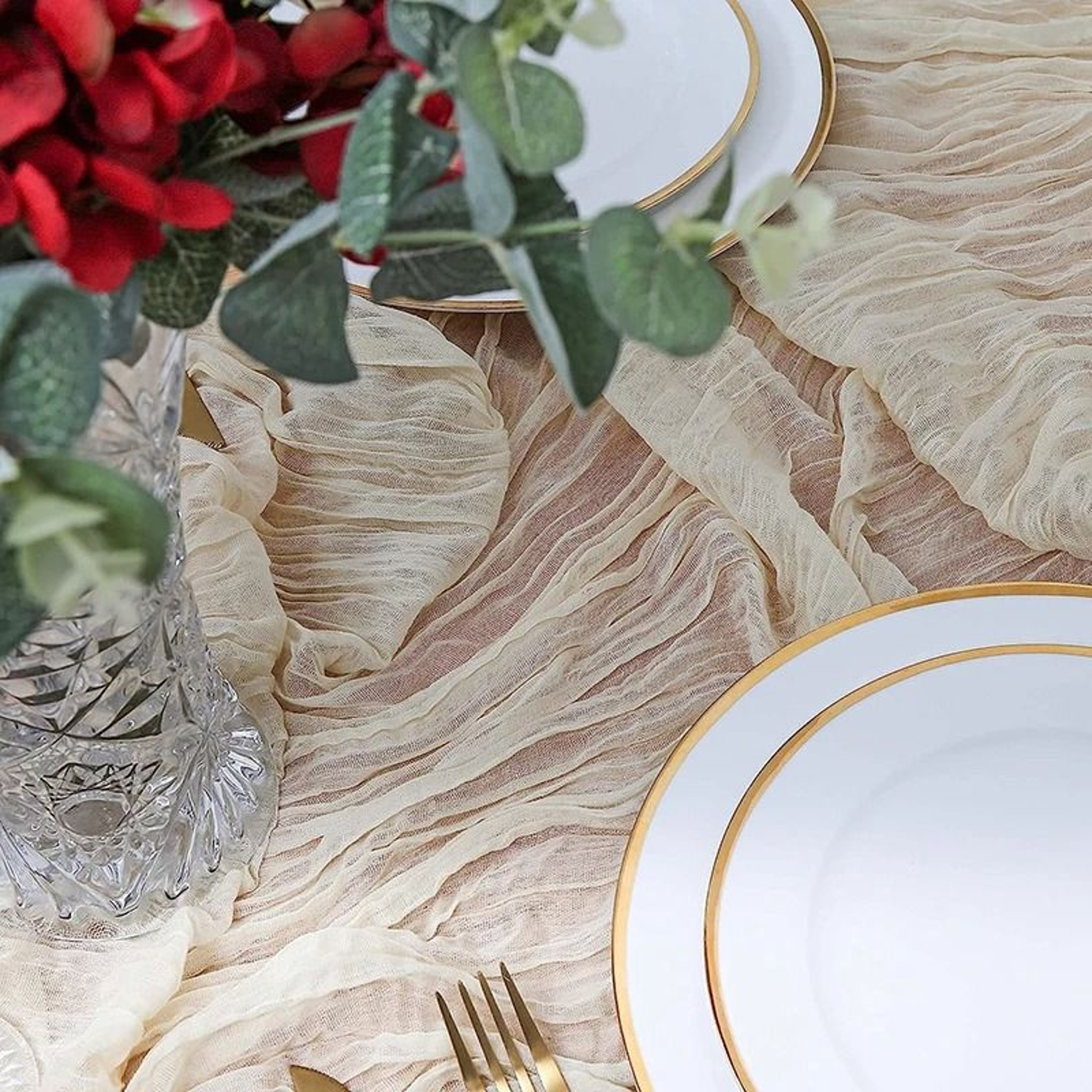 Beige Gauze Cheesecloth Table Runner Rustic Sheer Boho Decor For Wedding Baby Shower  Birthday Part 2