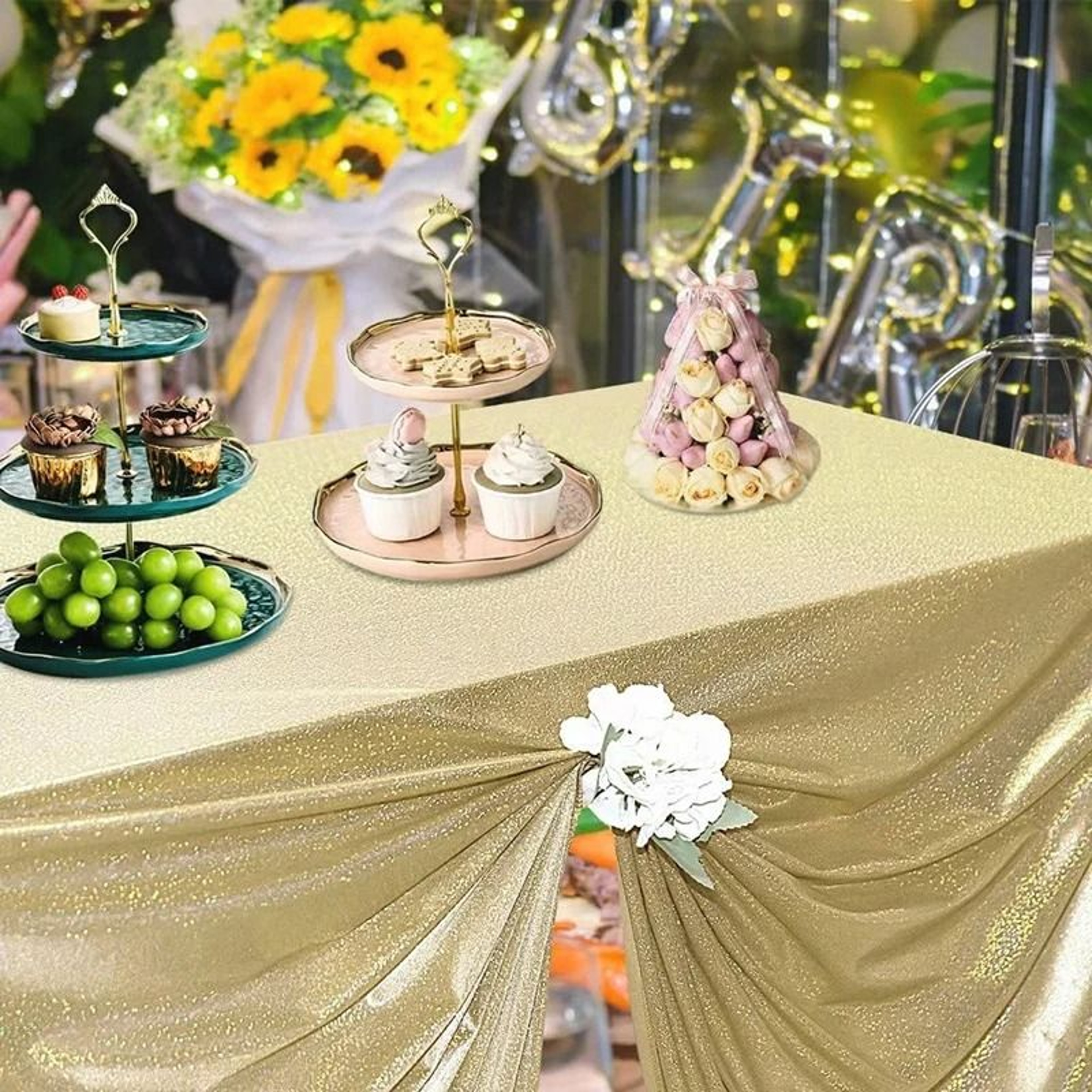 Lavender Iridescent Sequin Tablecloth Sparkle Rectangular Cover For Birthday Wedding  Party Decor 9