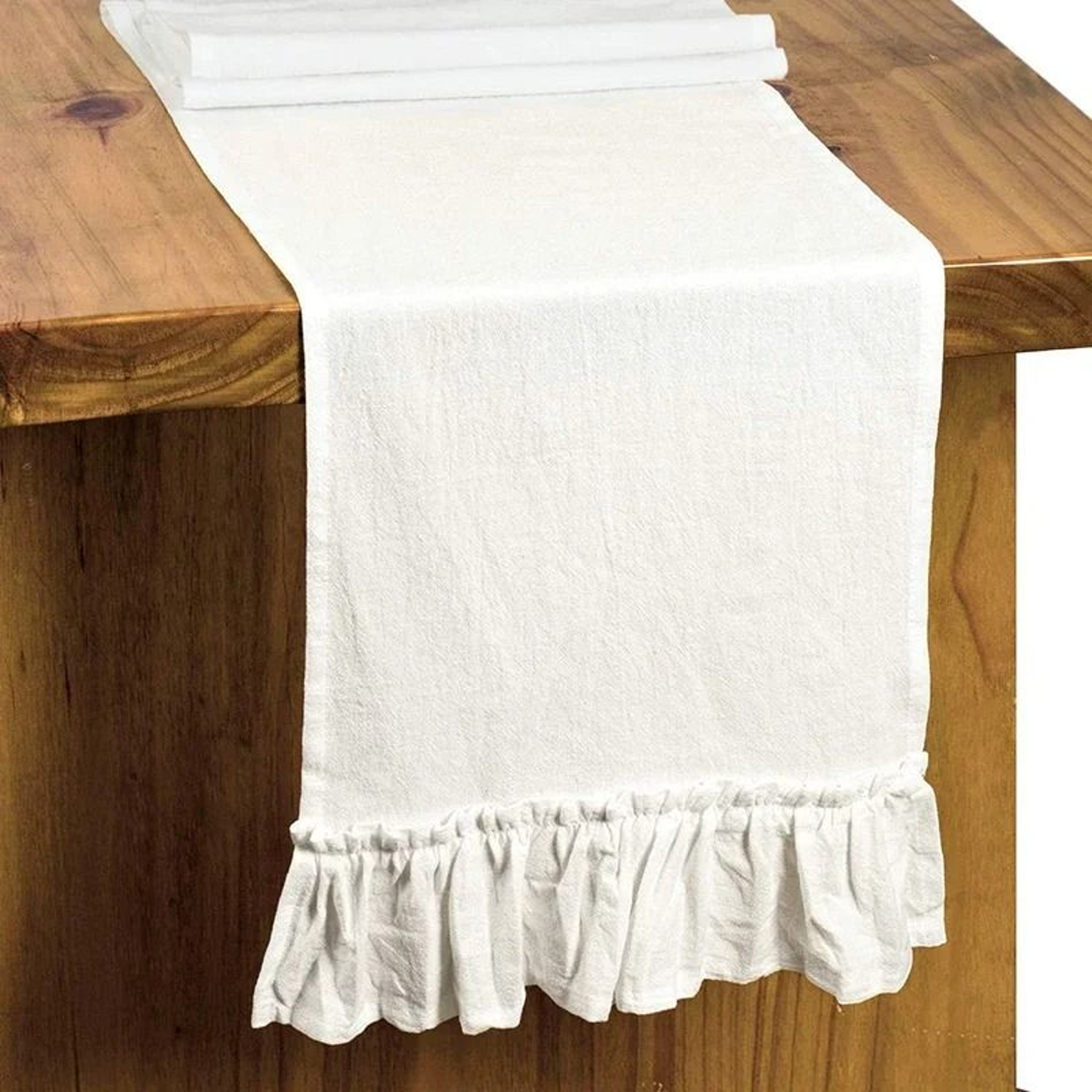 100 Cotton White Ruffle Table Runner Rustic Cottagecore Decor For Wedding Baby Shower  Kitchen 0