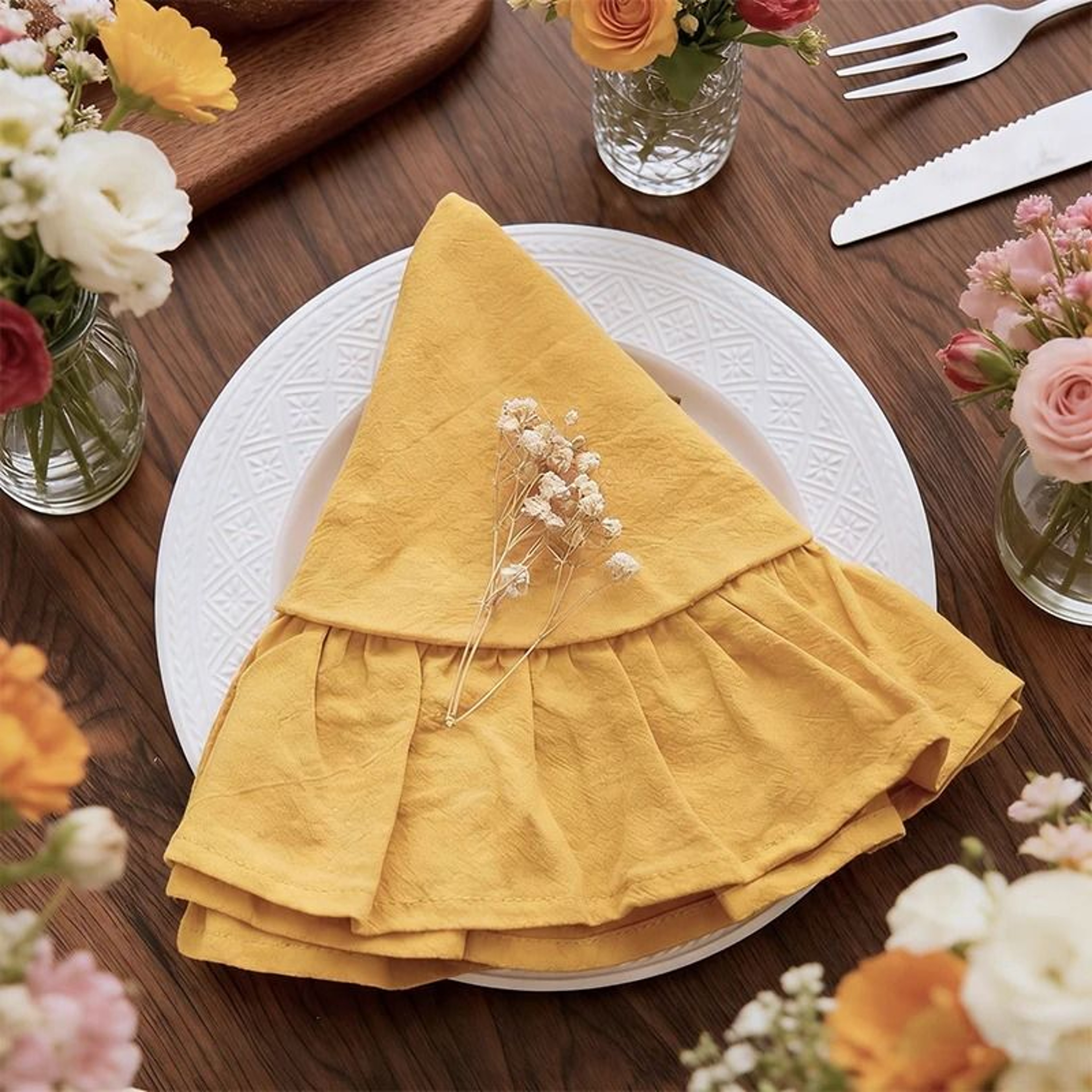 Set Of 4 Ruffle Placemats  Washable Cloth Napkins Farmhouse Table Mats For Dining Weddings  Home De 7