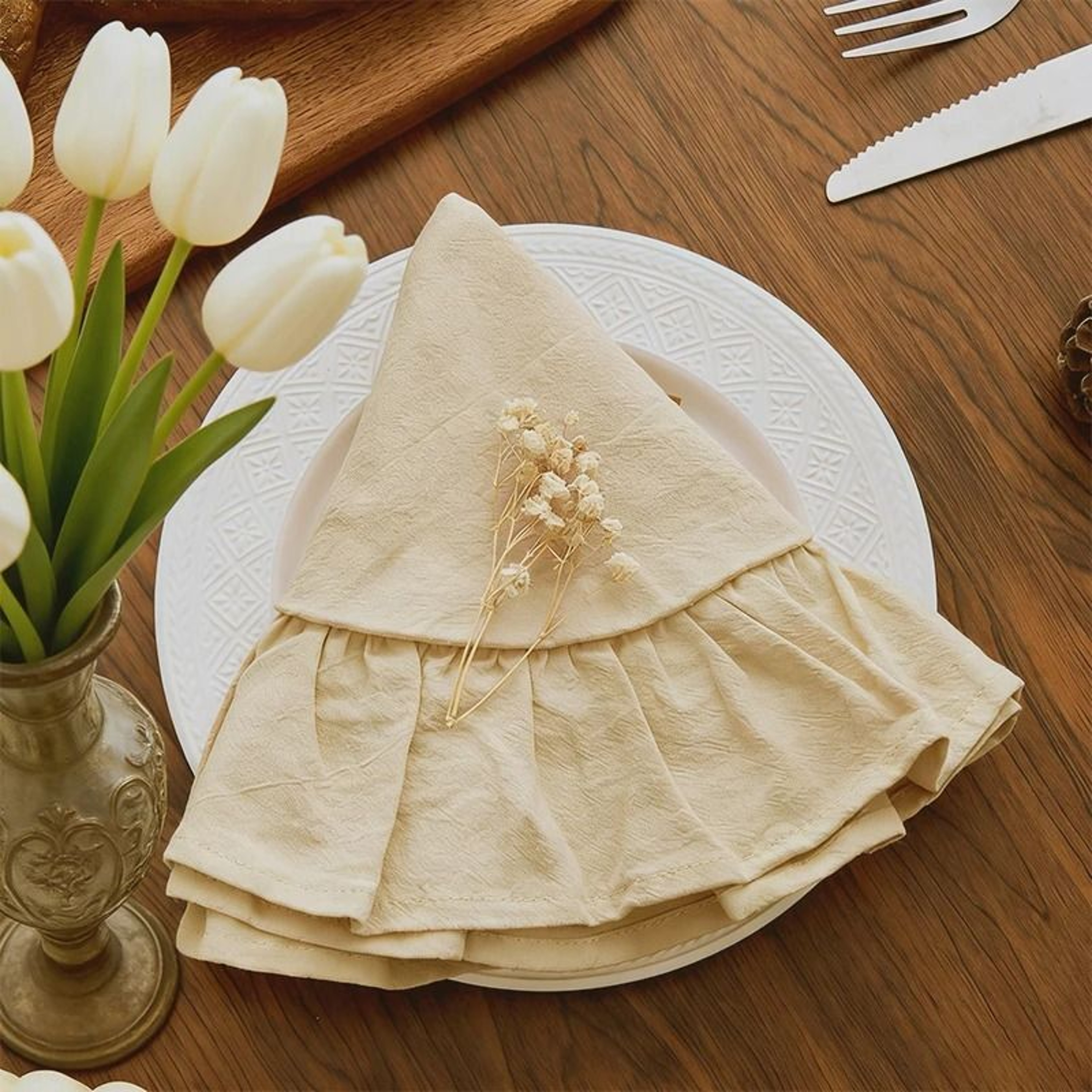 Set Of 4 Ruffle Placemats  Washable Cloth Napkins Farmhouse Table Mats For Dining Weddings  Home De 10