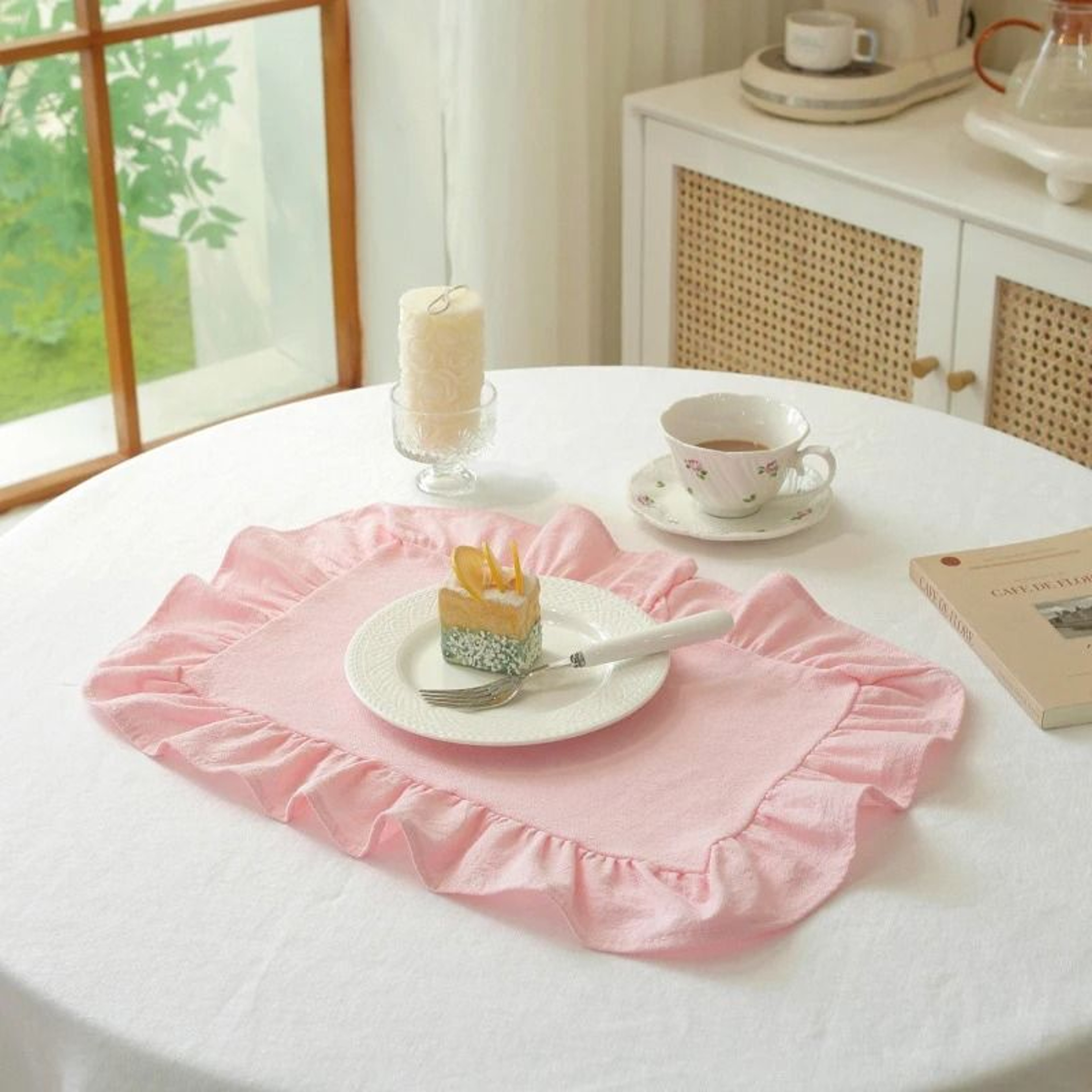 Set Of 4 Ruffle Placemats  Washable Cloth Napkins Farmhouse Table Mats For Dining Weddings  Home De 25