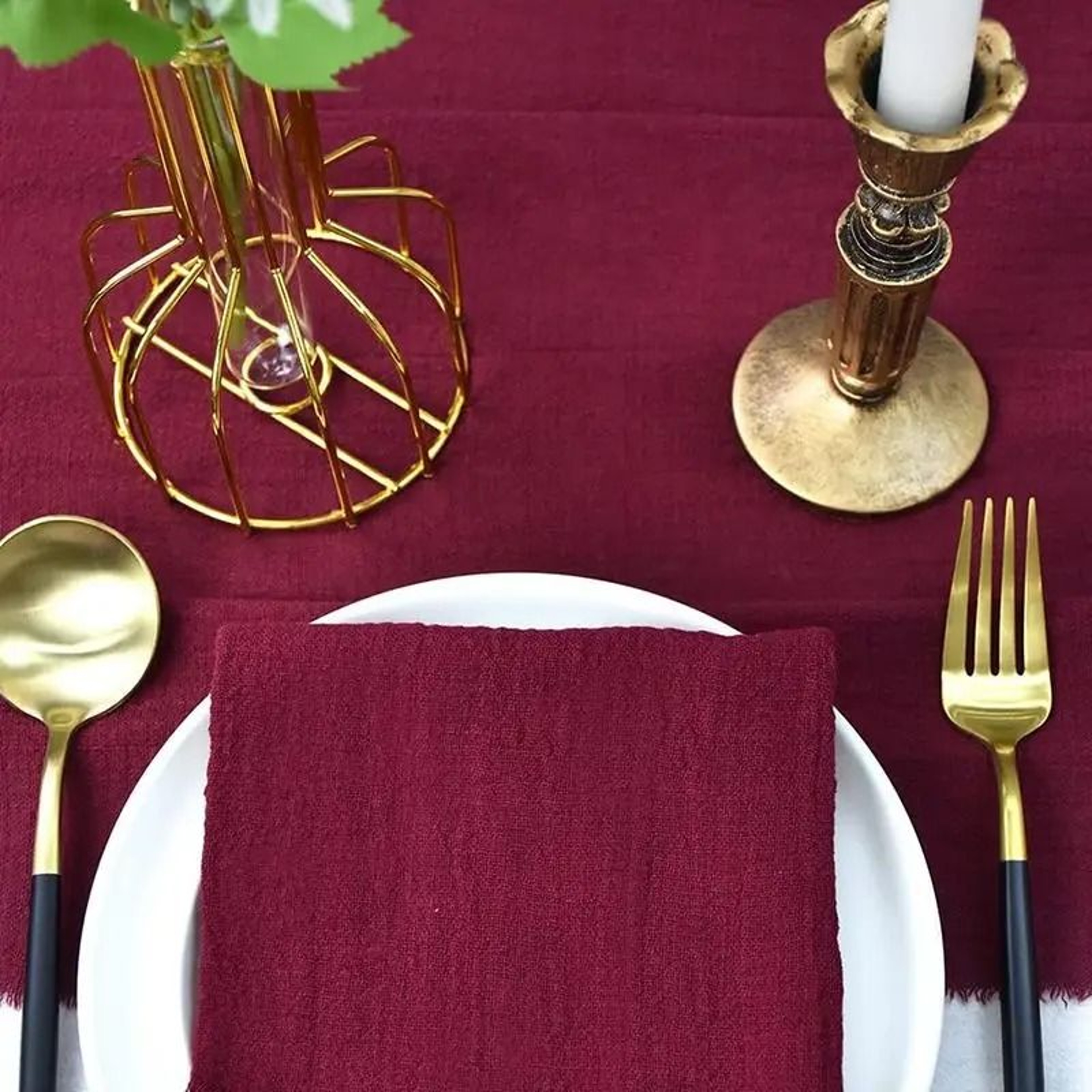 Burgundy Gauze Cotton Table Runner Rustic Sheer Runner For Wedding Halloween  Thanksgiving Decor 1