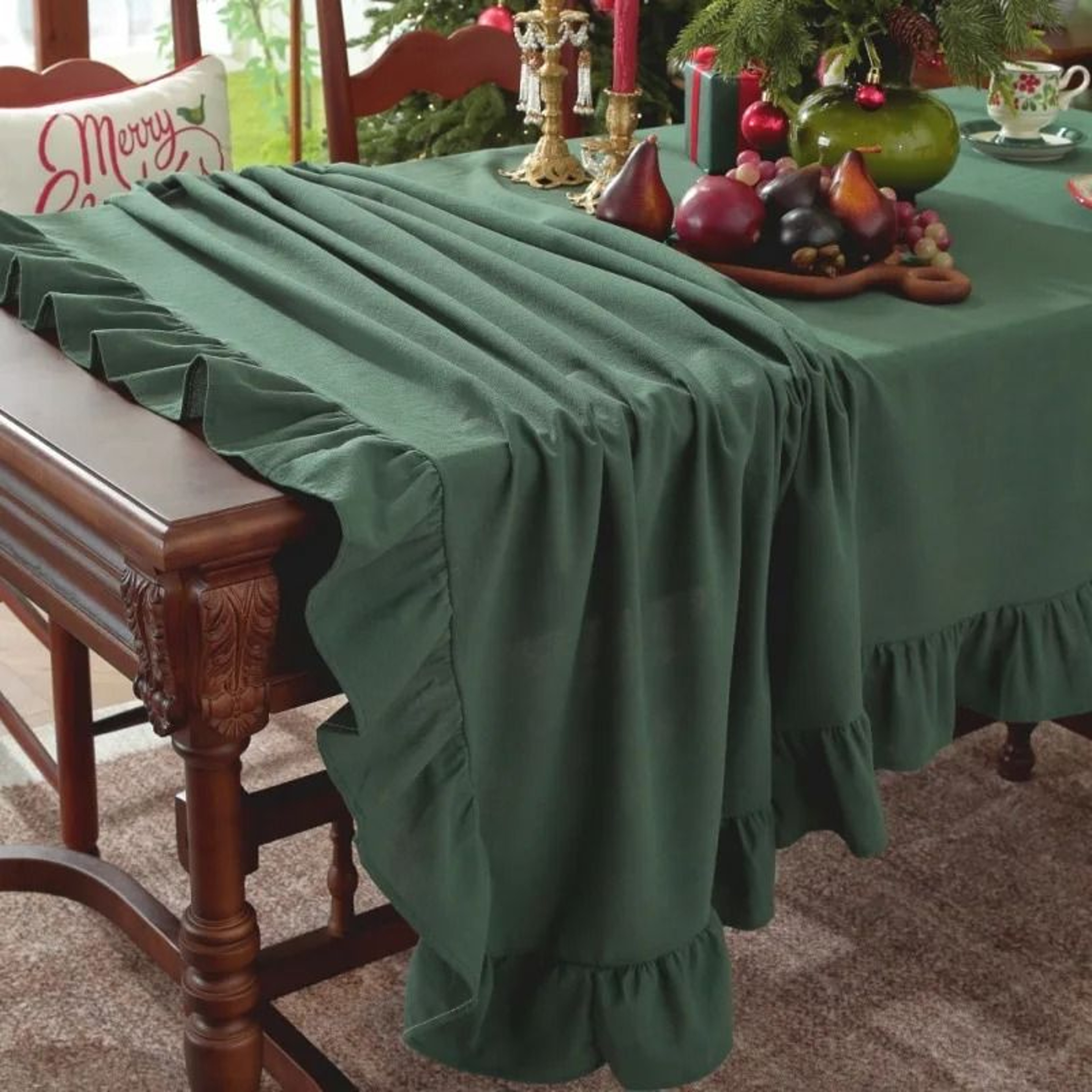Retro Farmhouse Ruffle Cotton Tablecloth Flounces Washable Cover For Kitchen Baby Shower  Weddings 3