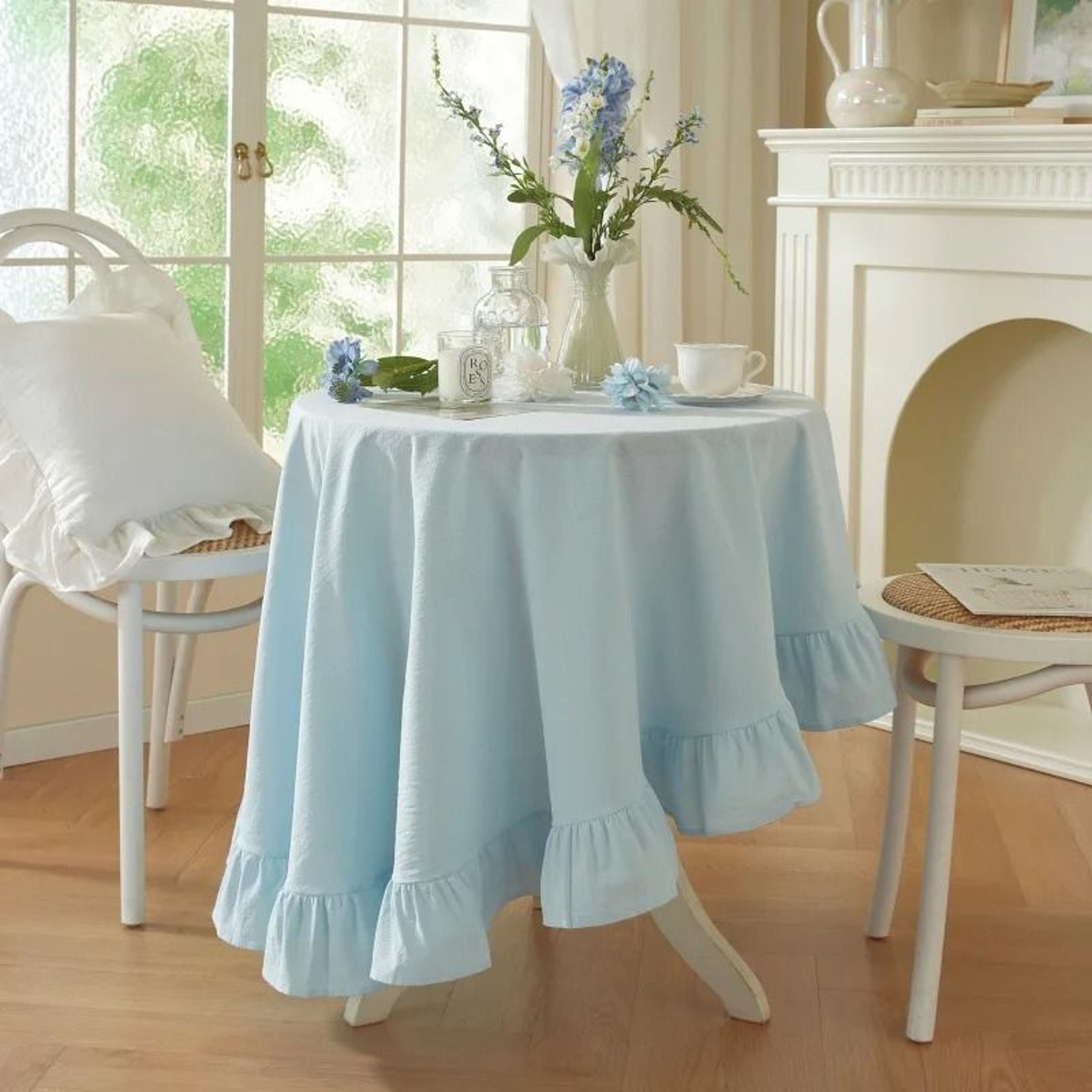 Retro Farmhouse Ruffle Cotton Tablecloth Flounces Washable Cover For Kitchen Baby Shower  Weddings 19