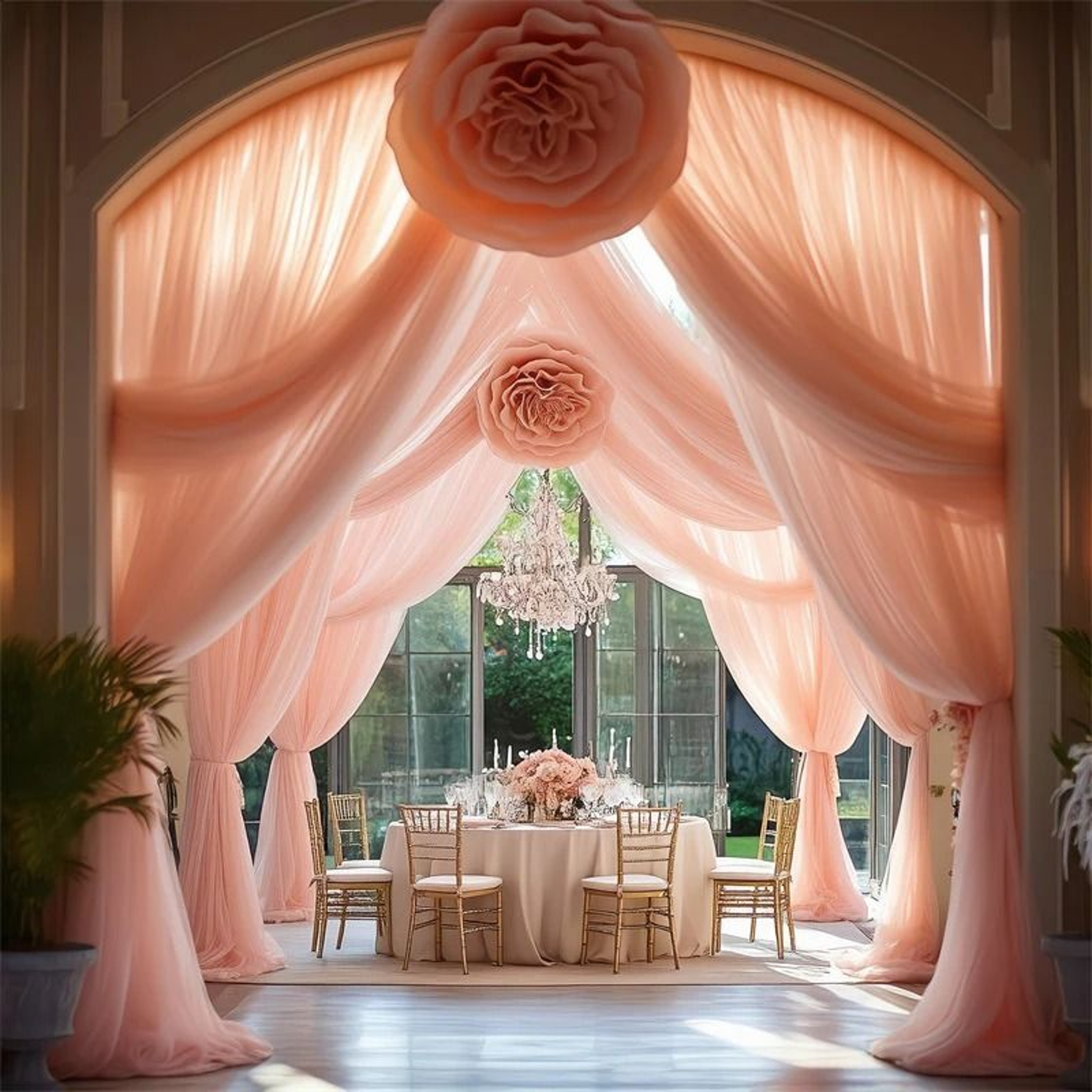 1 Panel White Tulle Sheer Backdrop Curtain Ceiling Drapes For Wedding Baby Shower  Photo Decor 3
