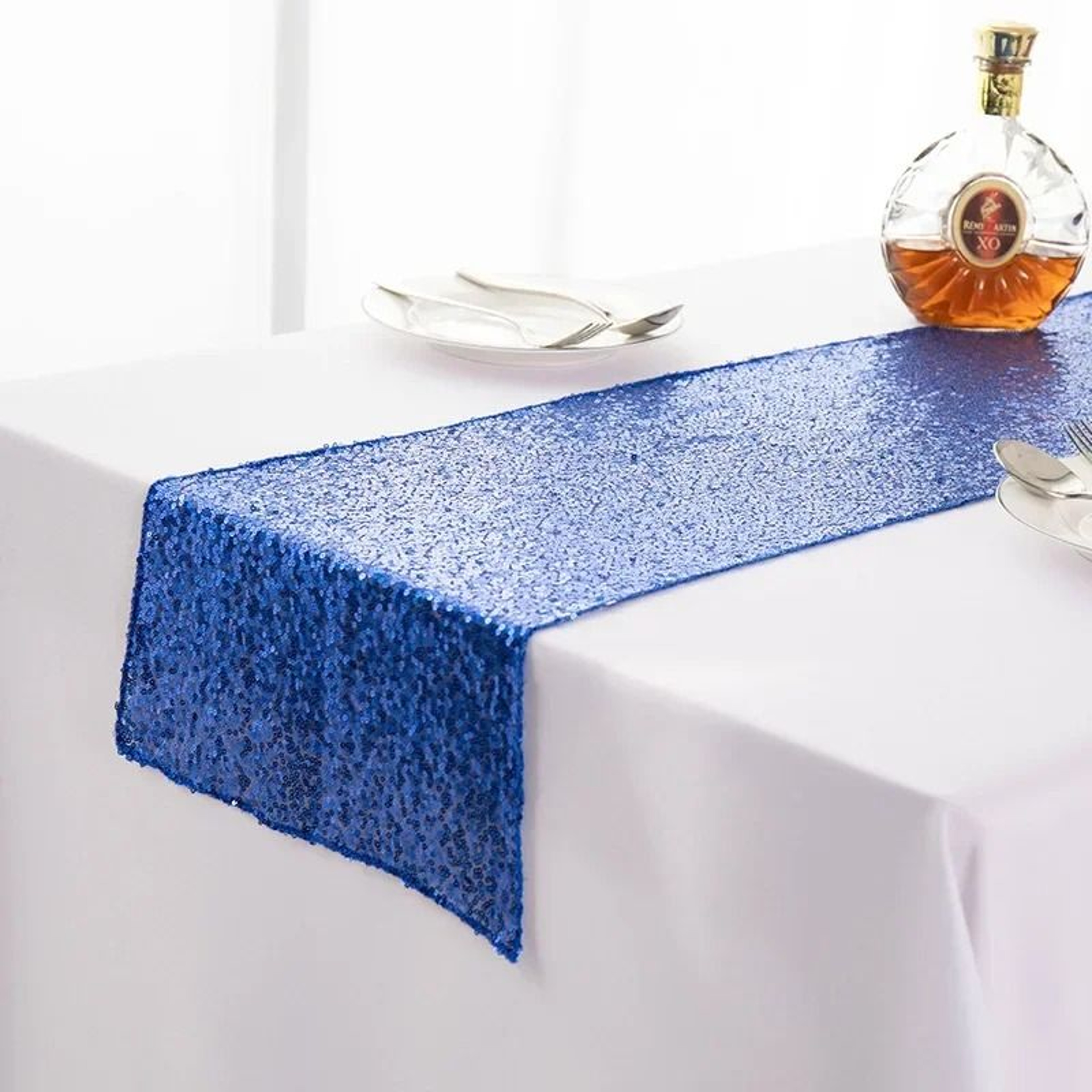 6Pcs Sequin Table Runner Set Glitter Silver Table Cover Accent For Birthday Wedding  Party Decor 12